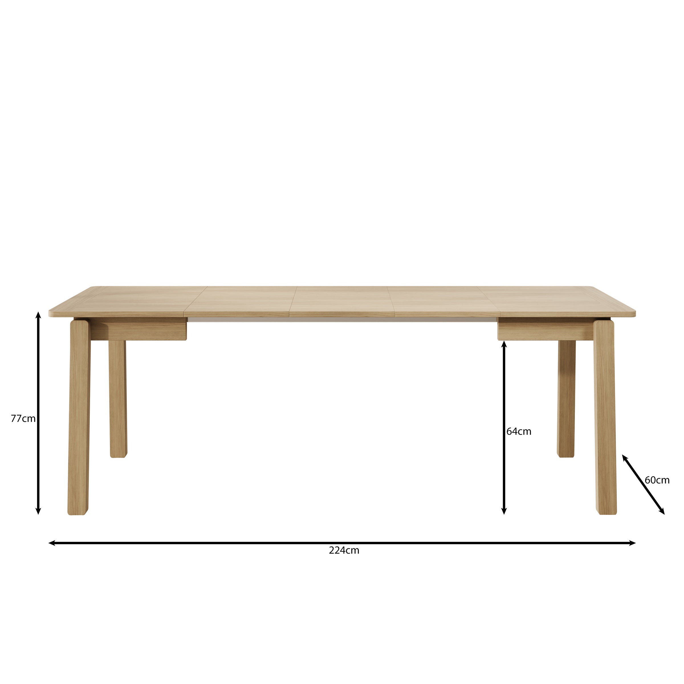 Portino - Eetkamertafel - Donker eiken - 104-224x60x77 cm