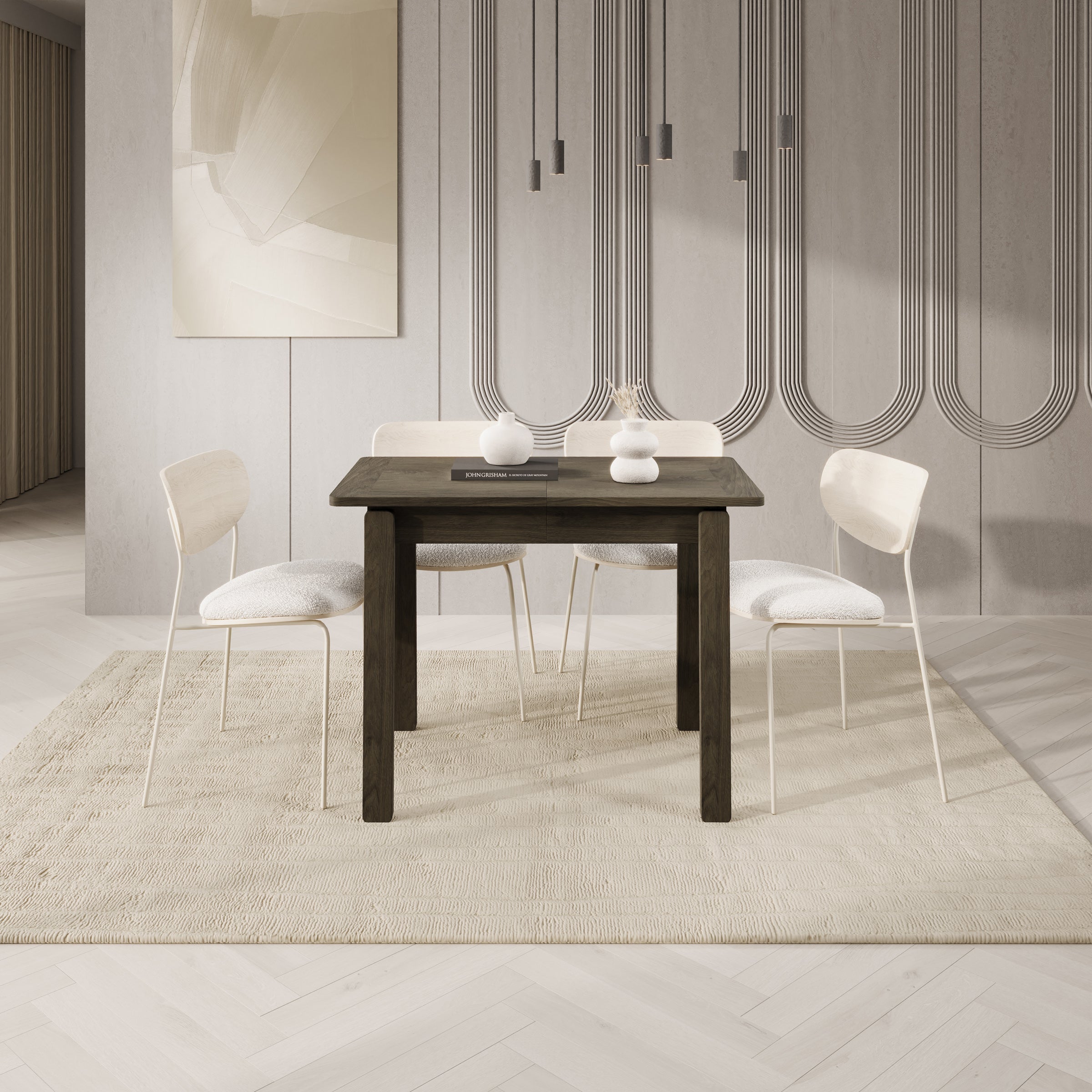 Portino - Eetkamertafel - Donker eiken - 104-224x60x77 cm