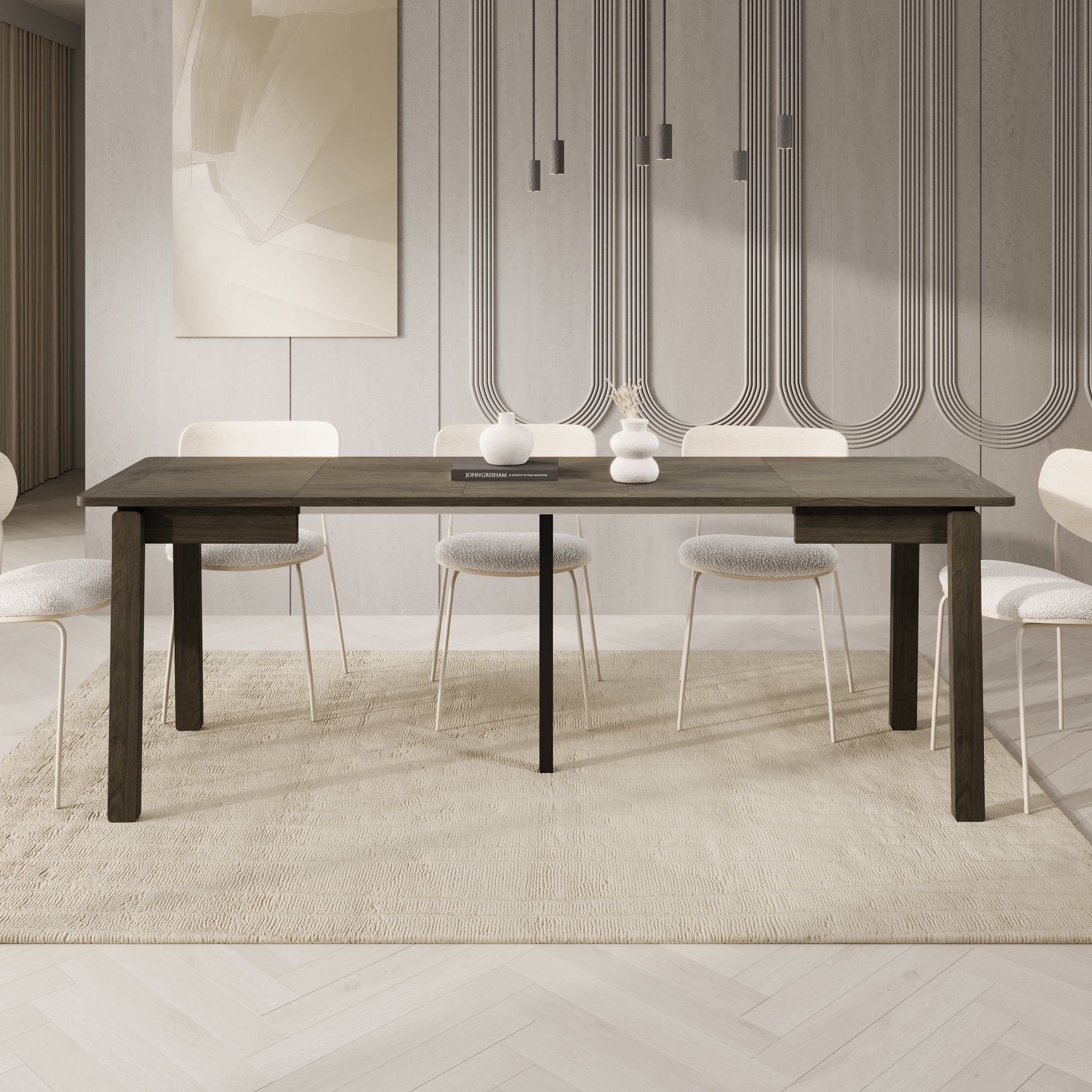 Portino - Eetkamertafel - Donker eiken - 104-224x60x77 cm