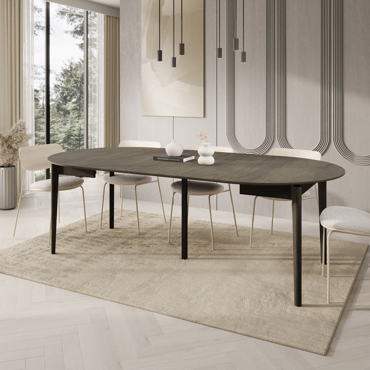 Portino - Eetkamertafel - Donker eiken - 120-240x120x77 cm