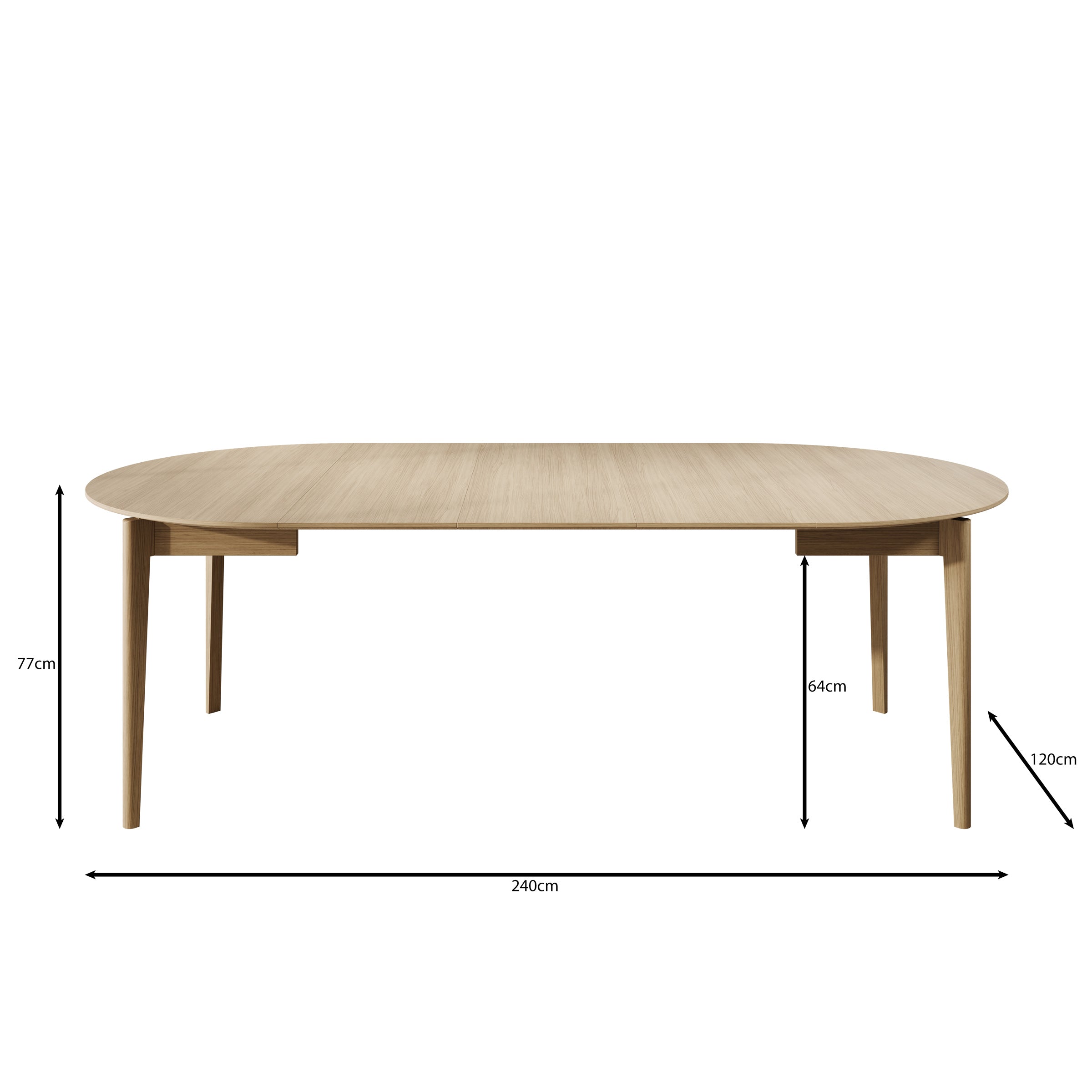 Portino - Eetkamertafel - Donker eiken - 120-240x120x77 cm