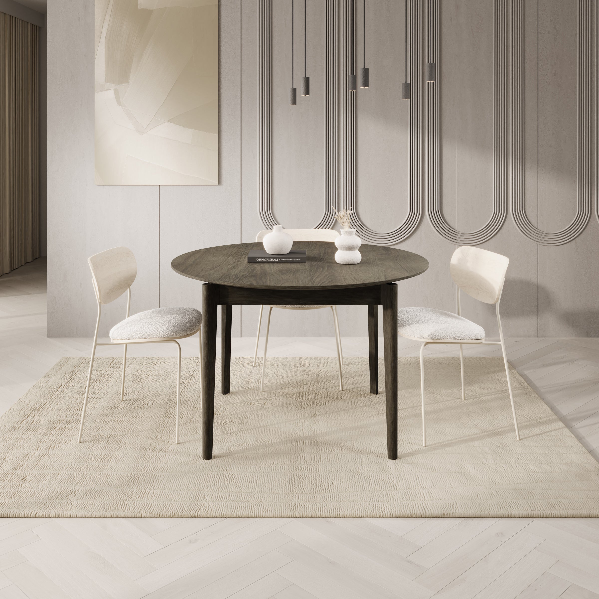 Portino - Eetkamertafel - Donker eiken - 120-240x120x77 cm