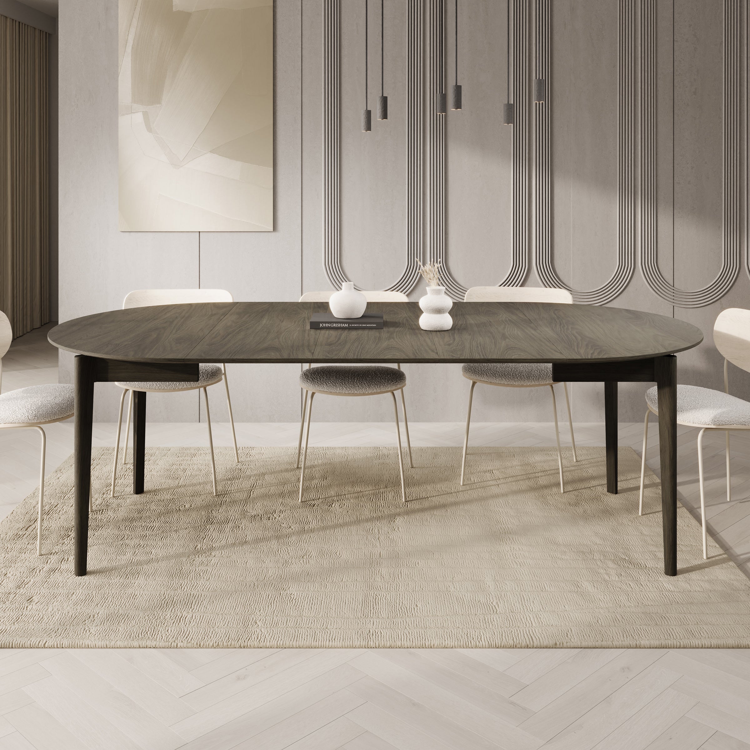 Portino - Eetkamertafel - Donker eiken - 120-240x120x77 cm