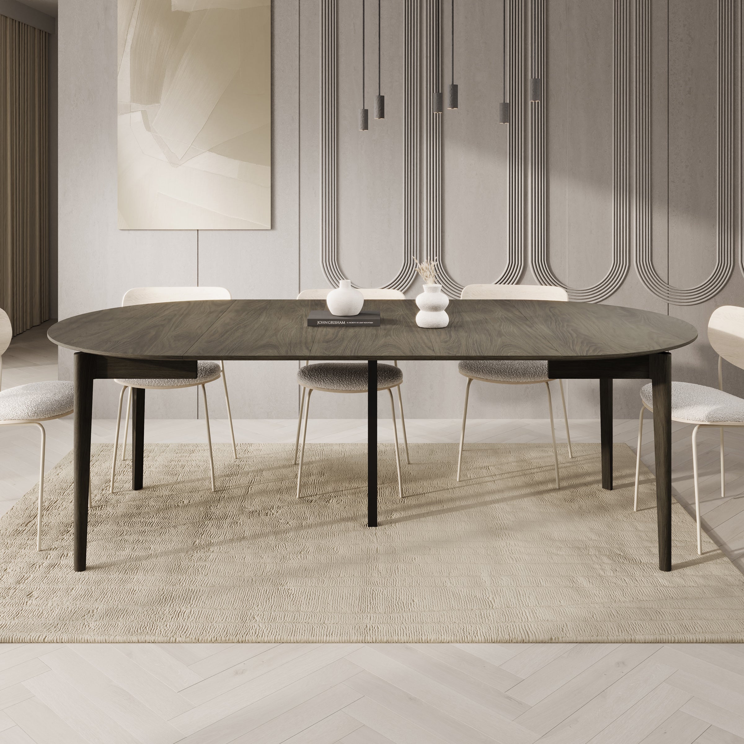 Portino - Eetkamertafel - Donker eiken - 120-240x120x77 cm