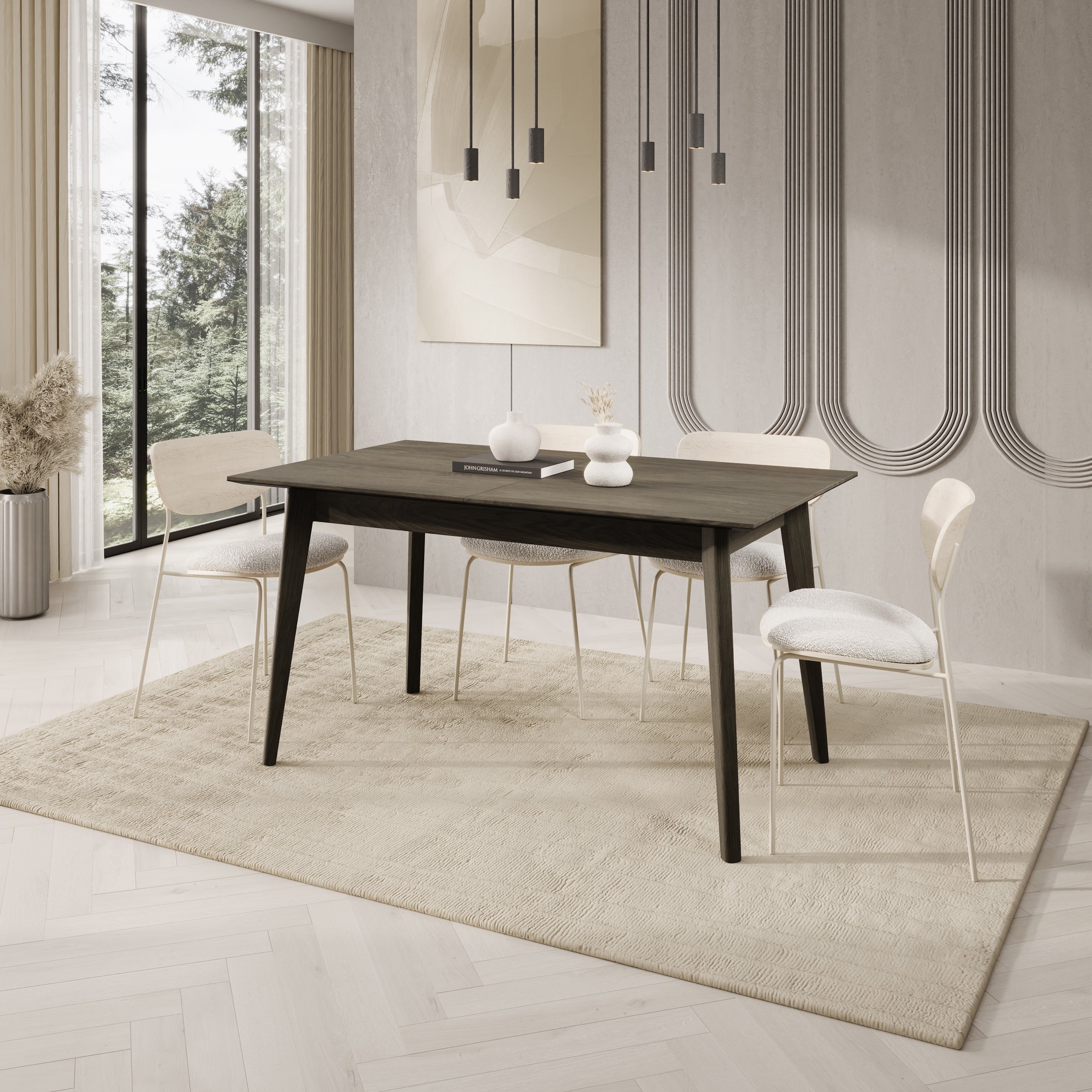 Portino - Eetkamertafel - Donker eiken - 145-220x85x77 cm