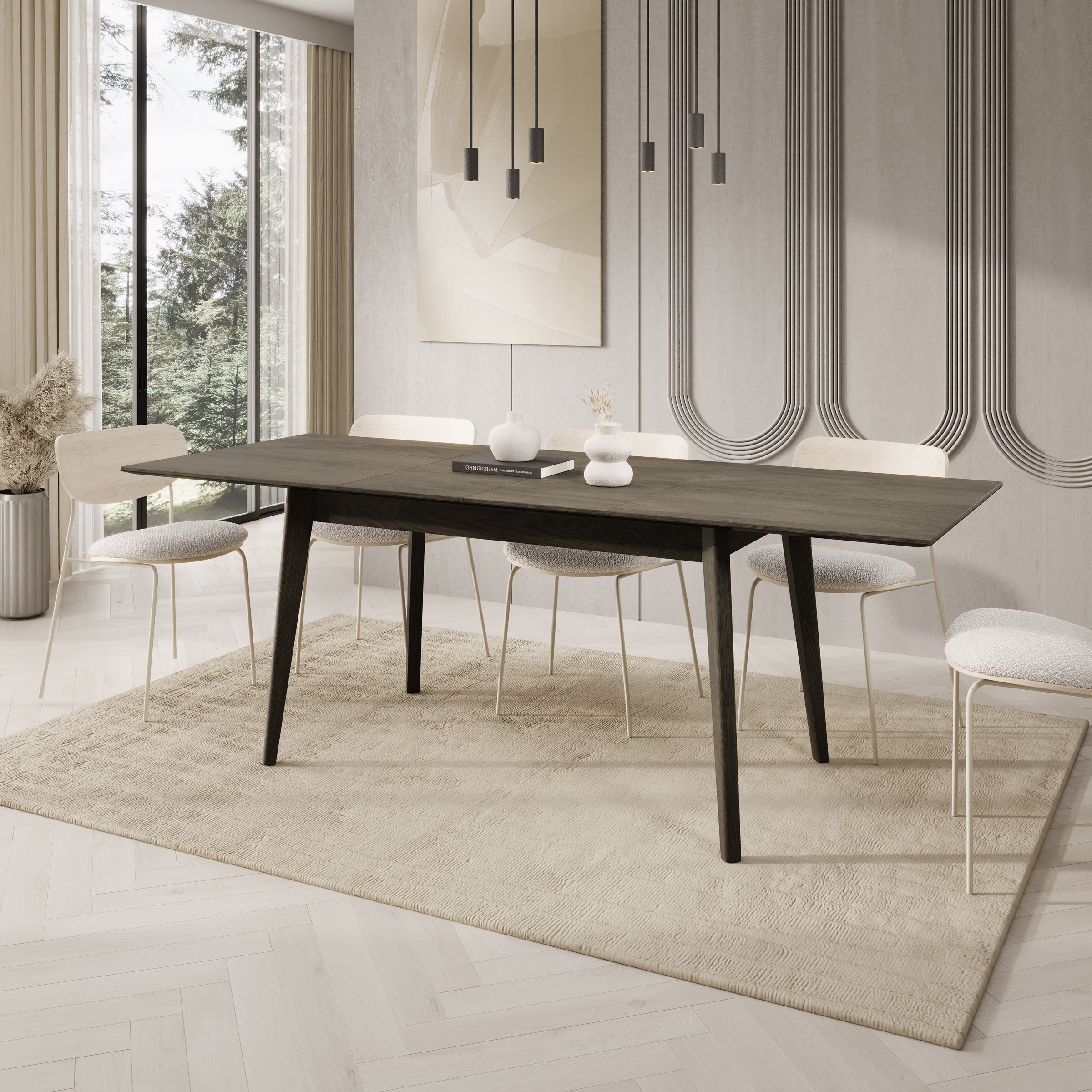 Portino - Eetkamertafel - Donker eiken - 145-220x85x77 cm