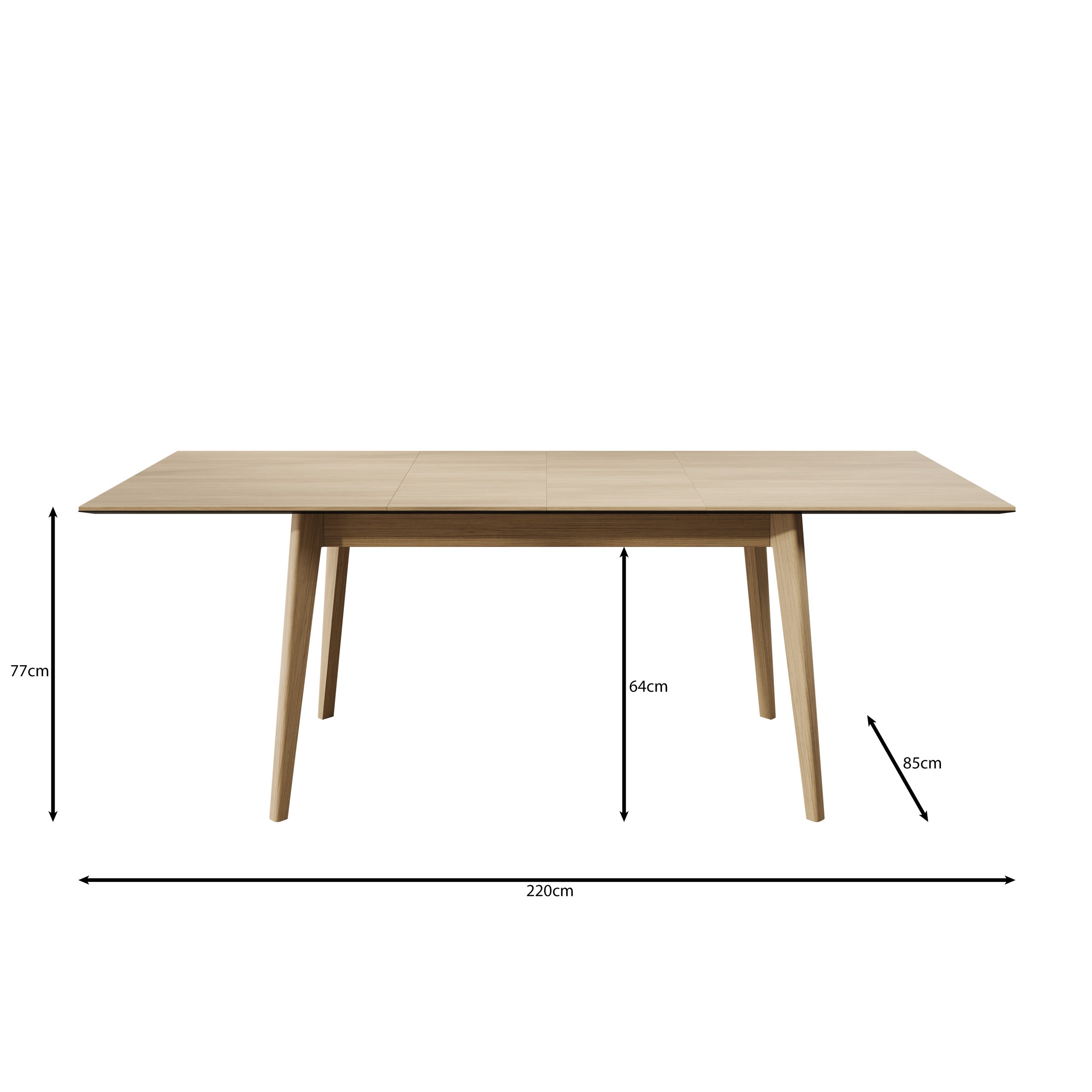Portino - Eetkamertafel - Donker eiken - 145-220x85x77 cm
