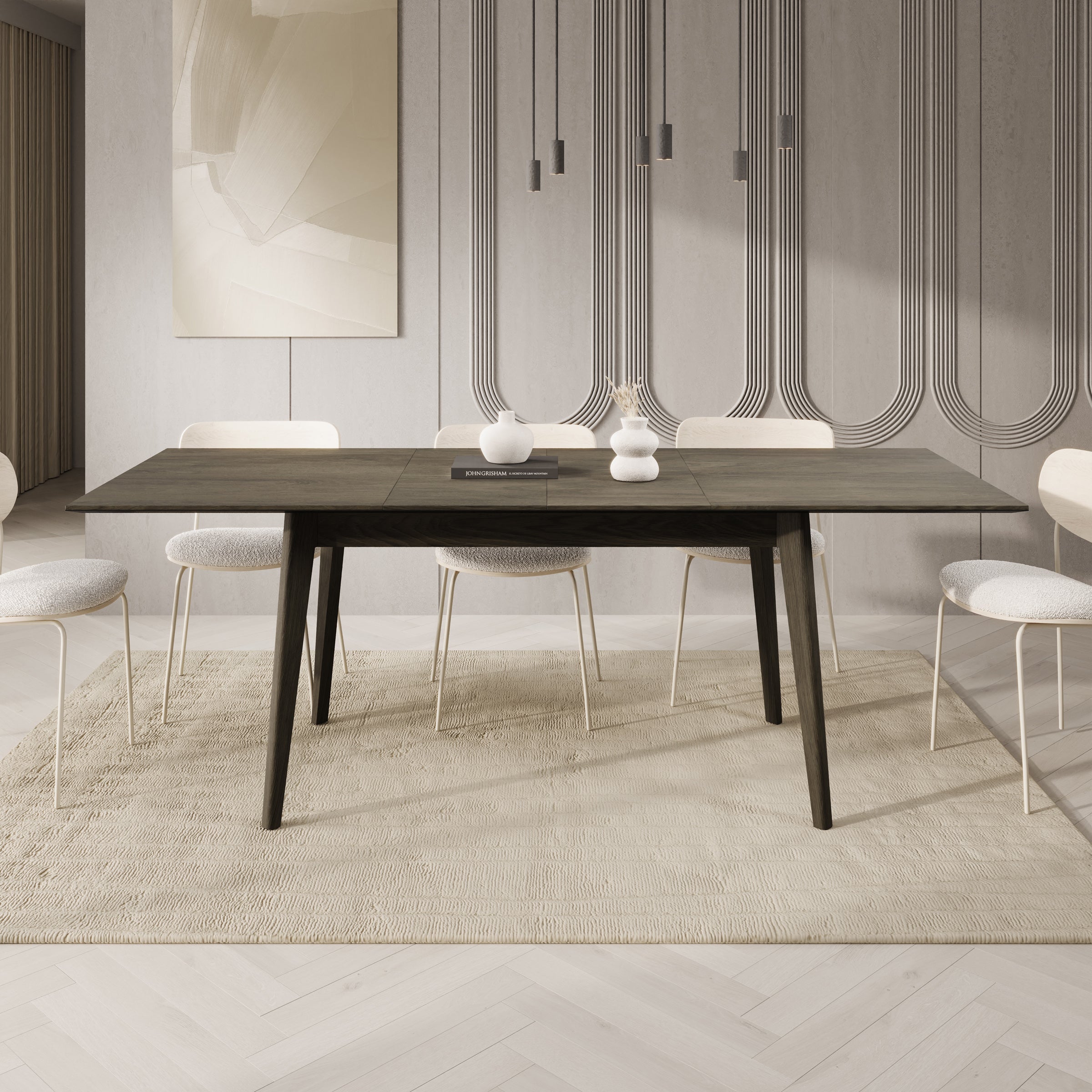 Portino - Eetkamertafel - Donker eiken - 145-220x85x77 cm