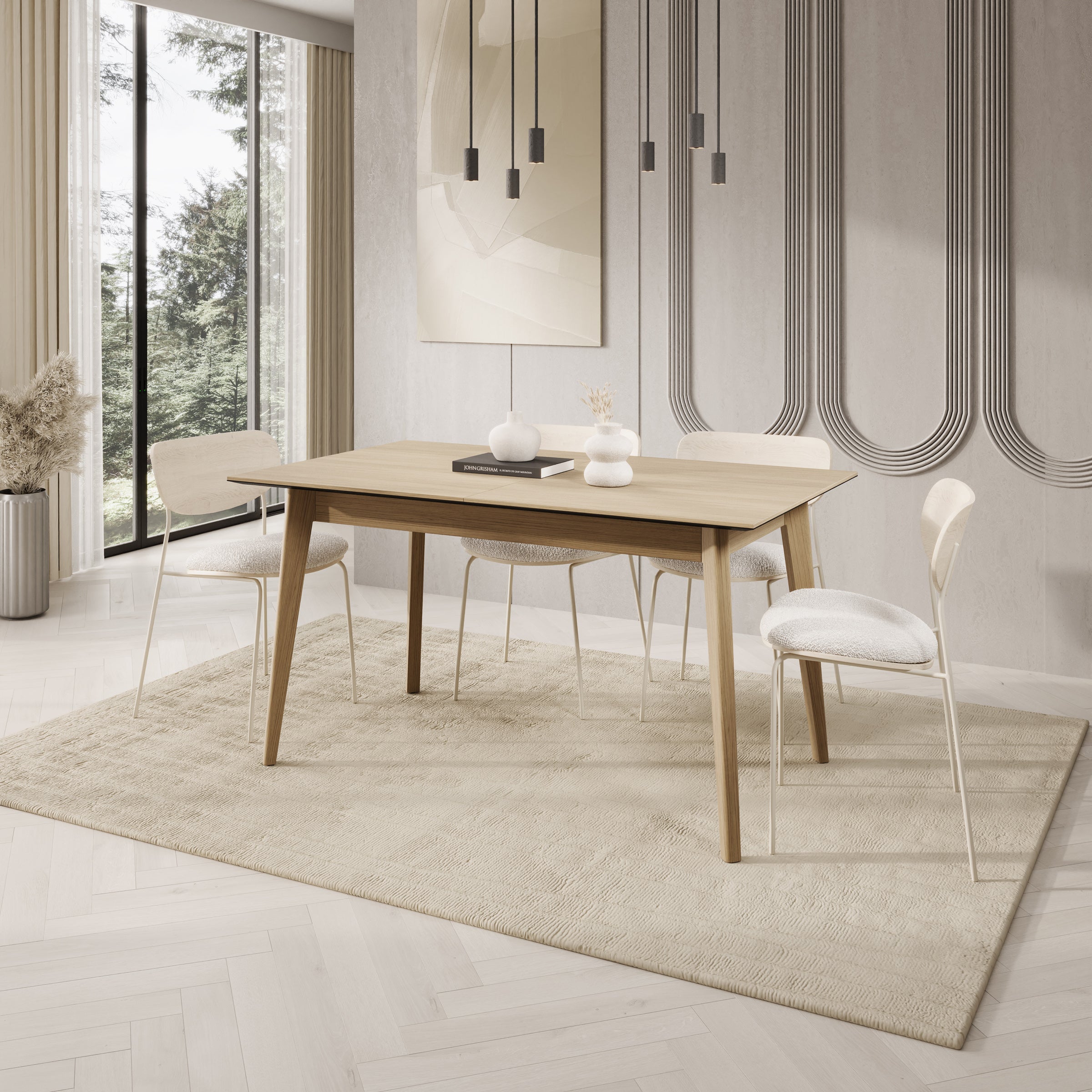 Portino - Eetkamertafel - Licht eiken - 145-220x85x77cm