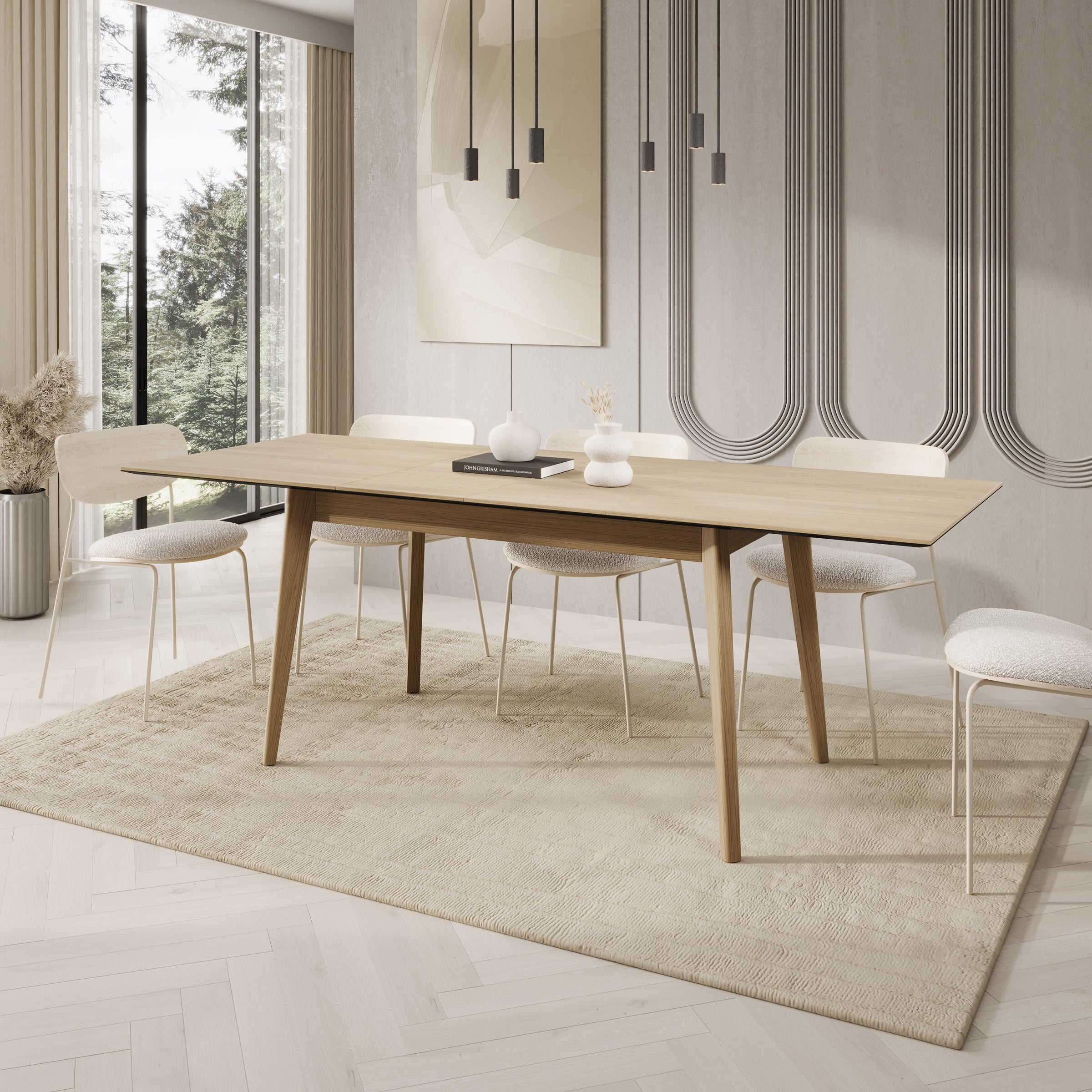 Portino - Eetkamertafel - Licht eiken - 145-220x85x77cm