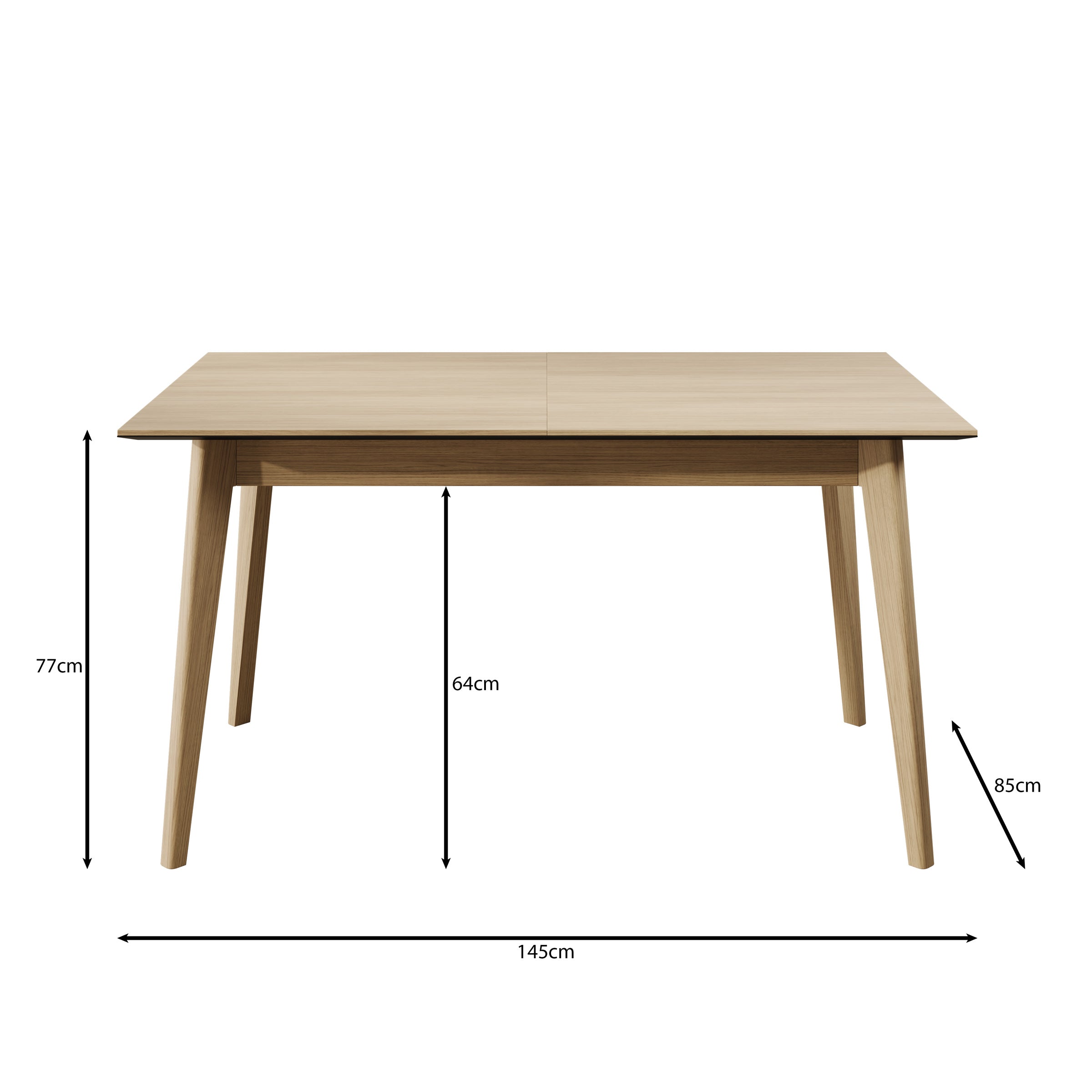 Portino - Eetkamertafel - Licht eiken - 145-220x85x77cm