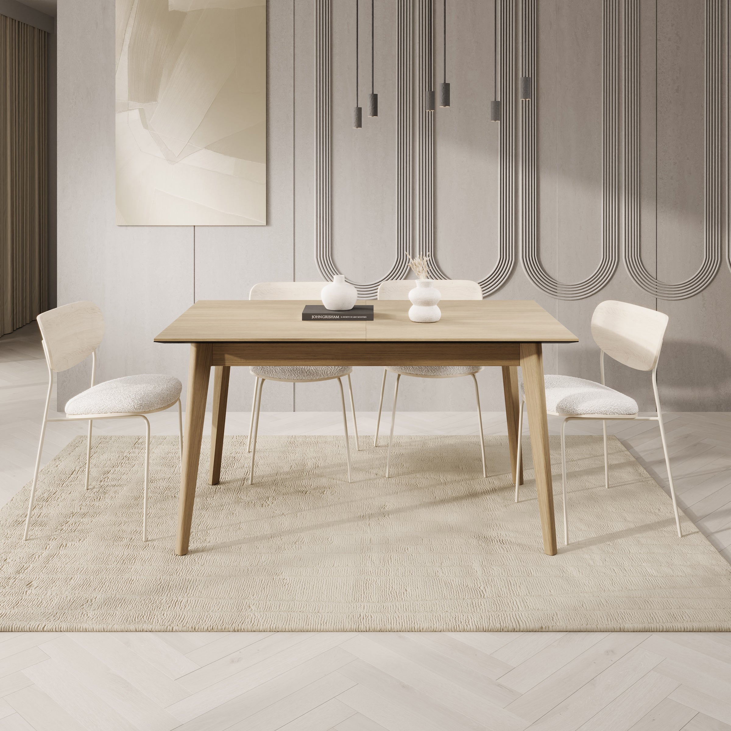 Portino - Eetkamertafel - Licht eiken - 145-220x85x77cm