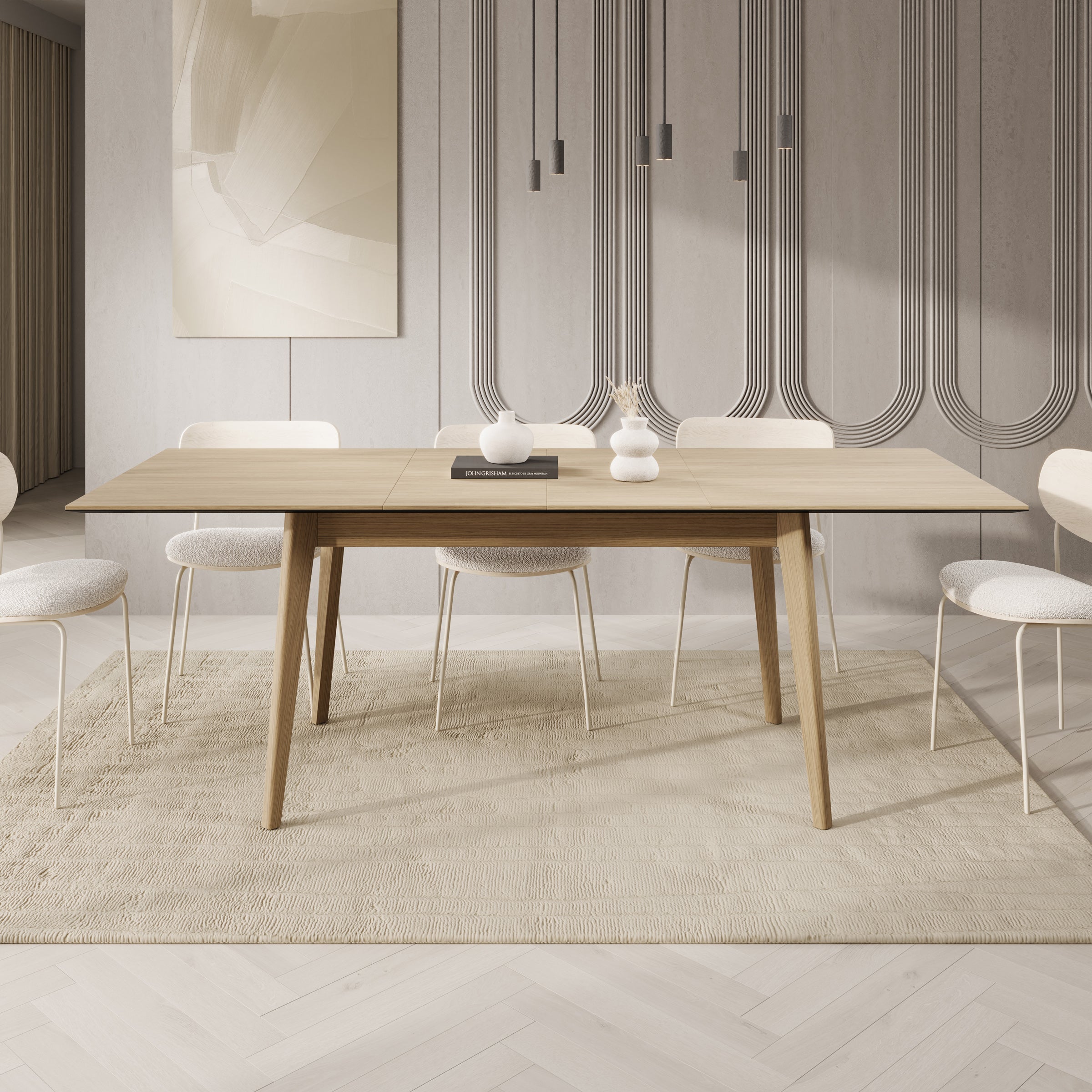 Portino - Eetkamertafel - Licht eiken - 145-220x85x77cm