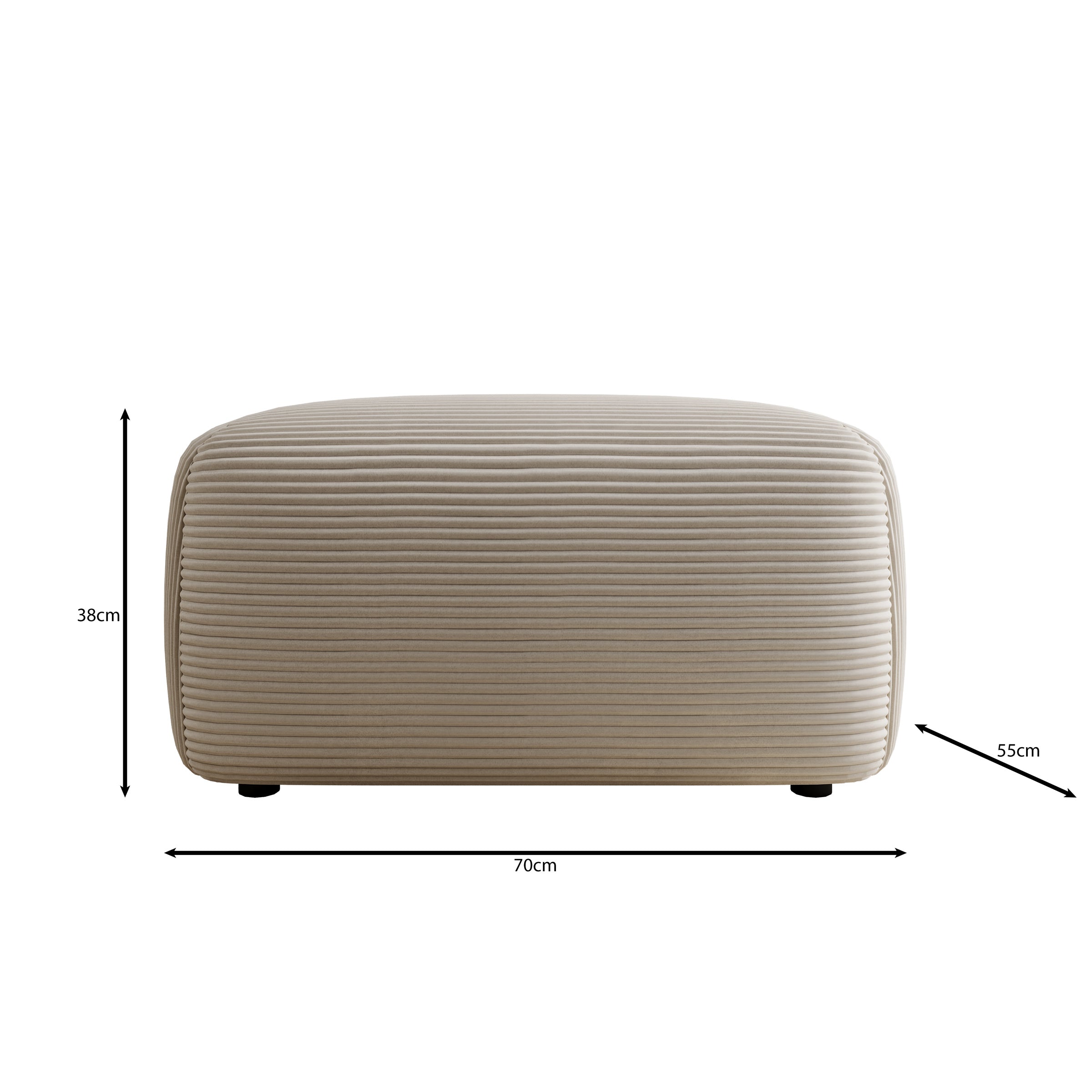 Prudence - Poef - Ribstof beige - 70x55x38 cm