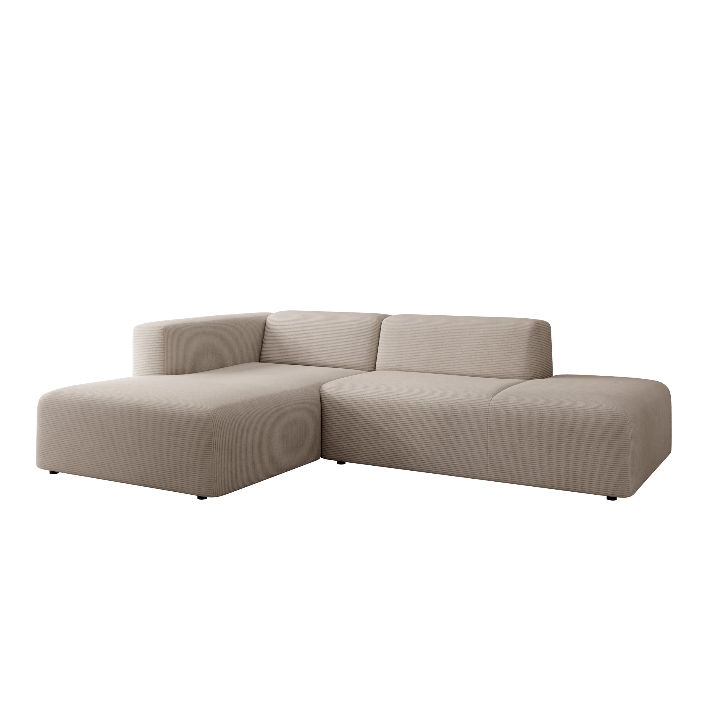 Pruveldo - Hoekbank 3-zits met chaise longue - Ribstof beige - Links