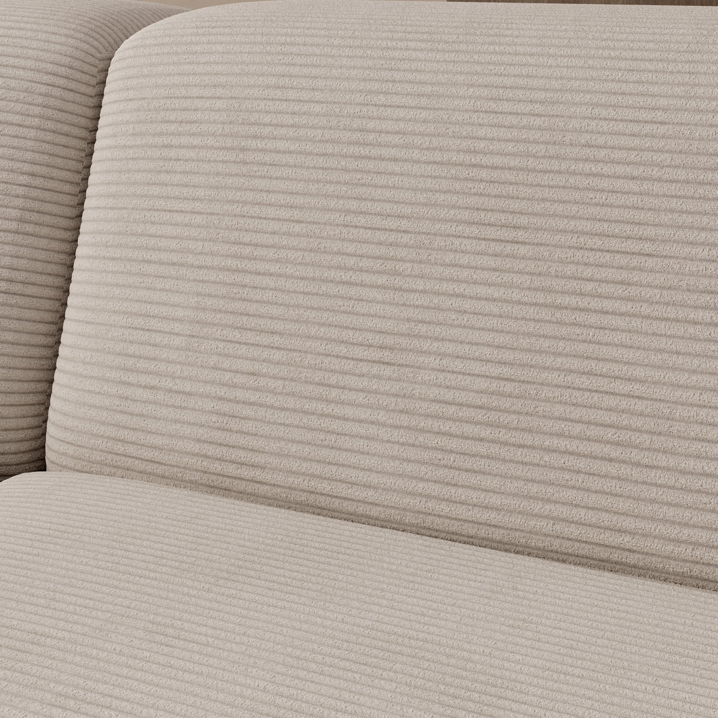 Pruveldo - Hoekbank 3-zits met chaise longue - Ribstof beige - Links
