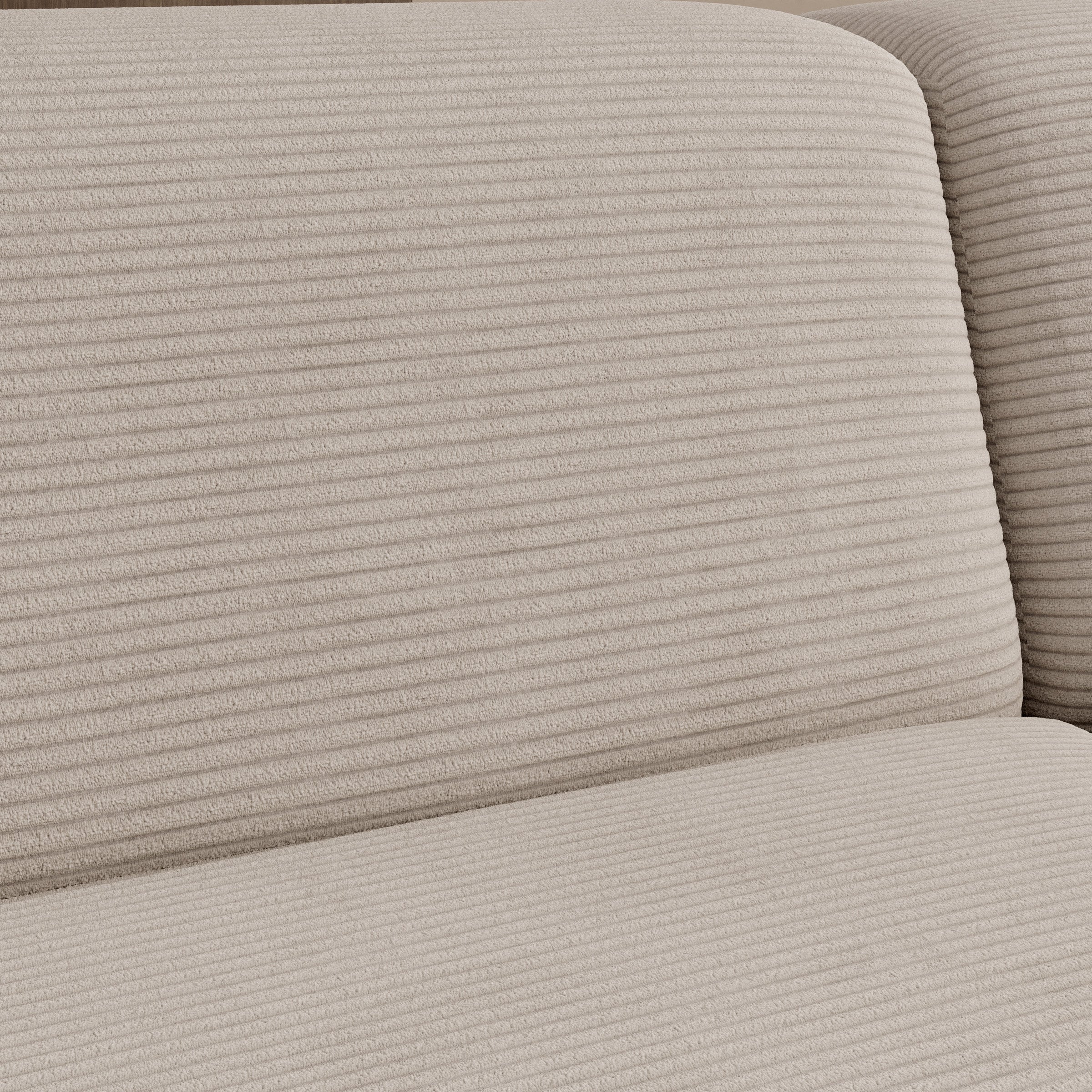 Pruveldo - Hoekbank 3-zits met chaise longue - Ribstof beige - Rechts