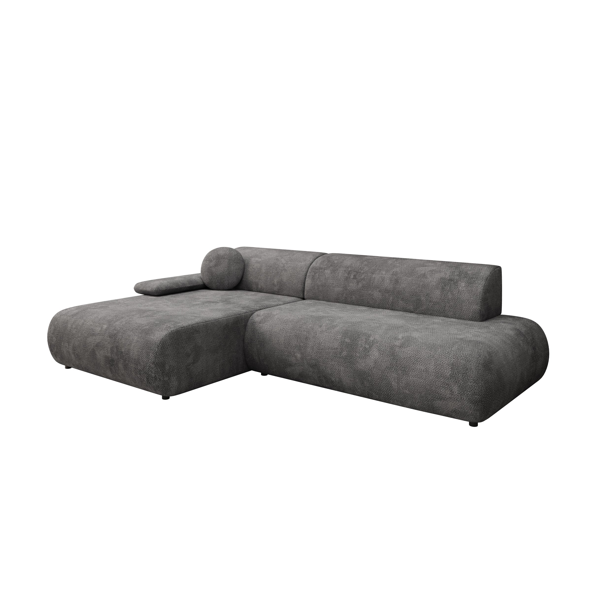 Pucet - Hoekbank 3-zits met chaise longue - Stof donkergrijs - Links - 286x174x74 cm
