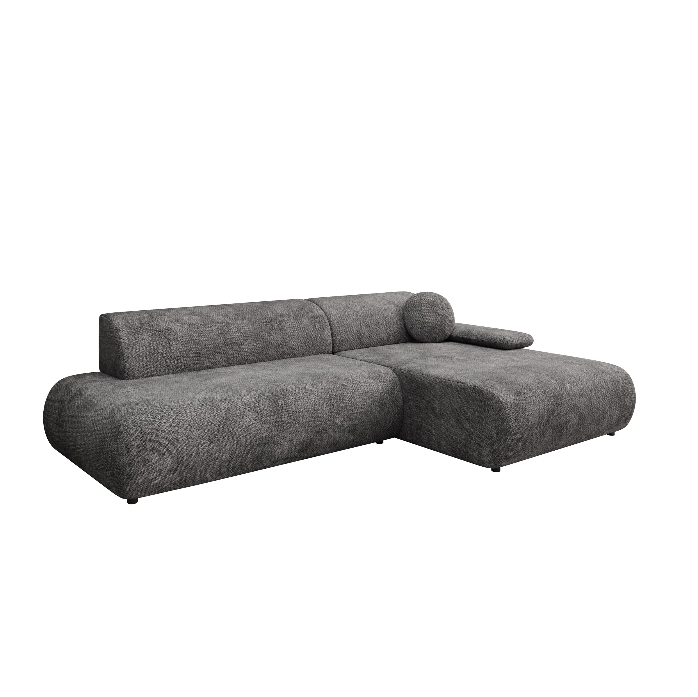 Pucet - Hoekbank 3-zits met chaise longue - Stof donkergrijs - Rechts - 286x174x74 cm