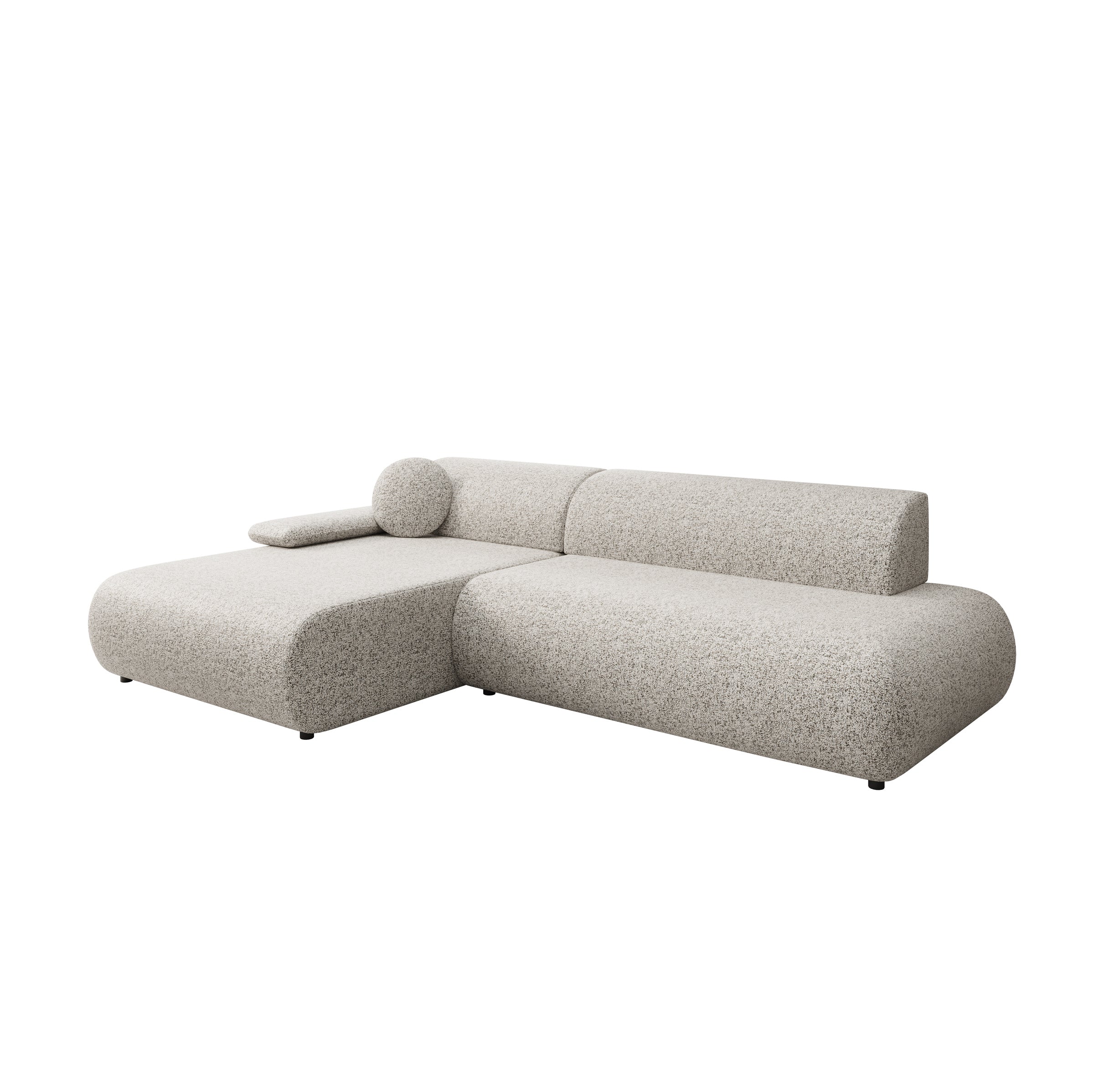 Pucet - Hoekbank 3-zits met chaise longue - Stof grijs - Links - 286x174x74 cm