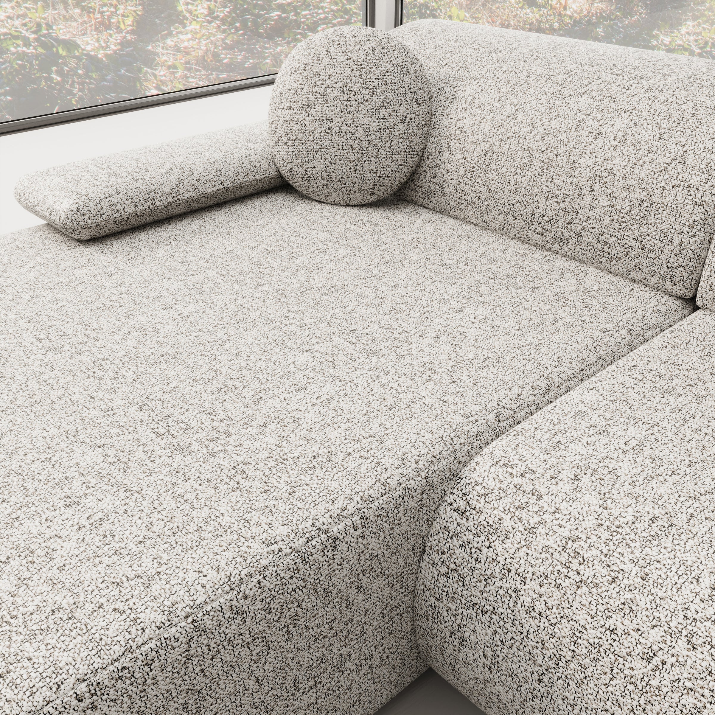 Pucet - Hoekbank 3-zits met chaise longue - Stof grijs - Links - 286x174x74 cm