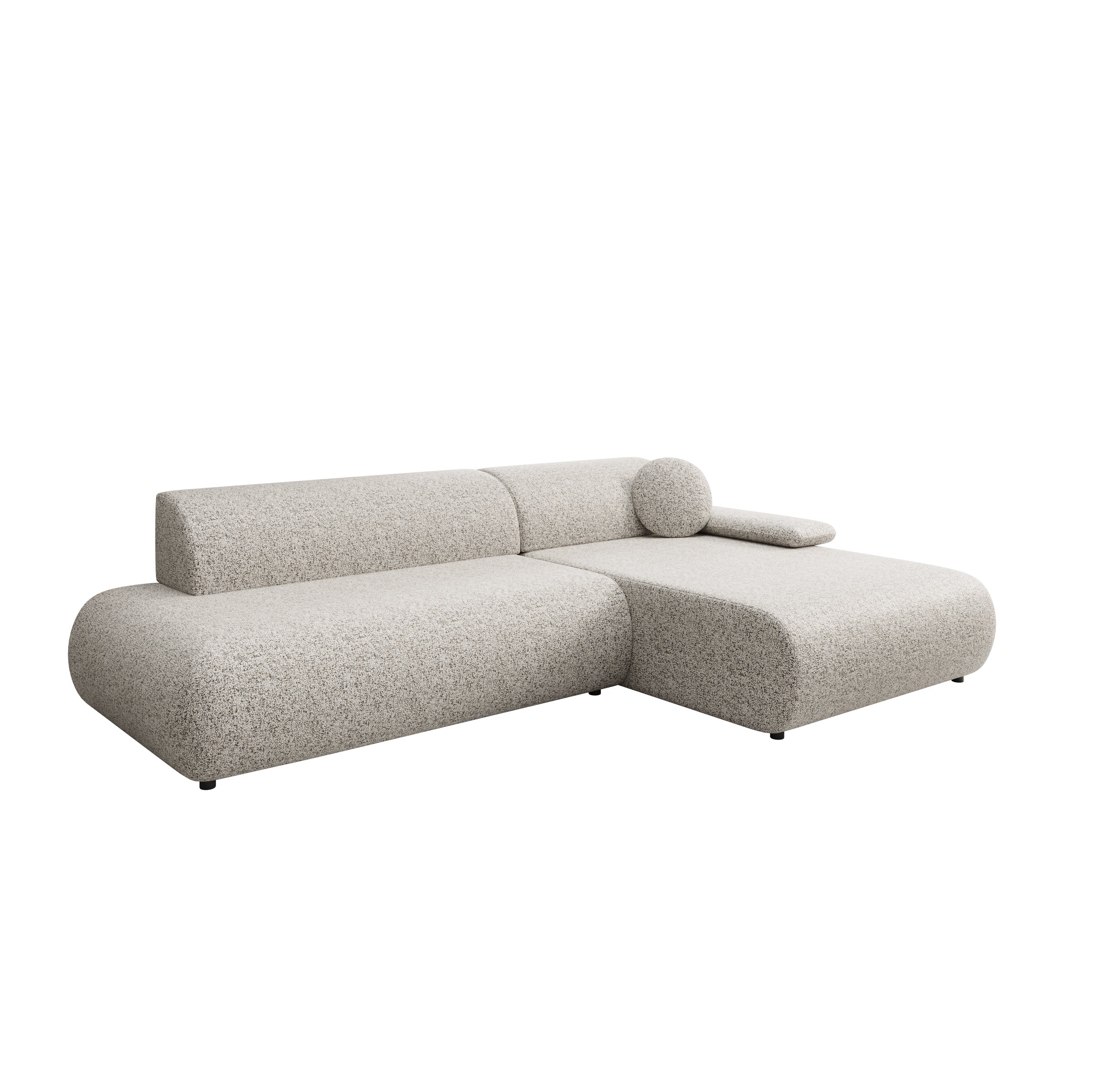 Pucet - Hoekbank 3-zits met chaise longue - Stof grijs - Rechts - 286x174x74 cm