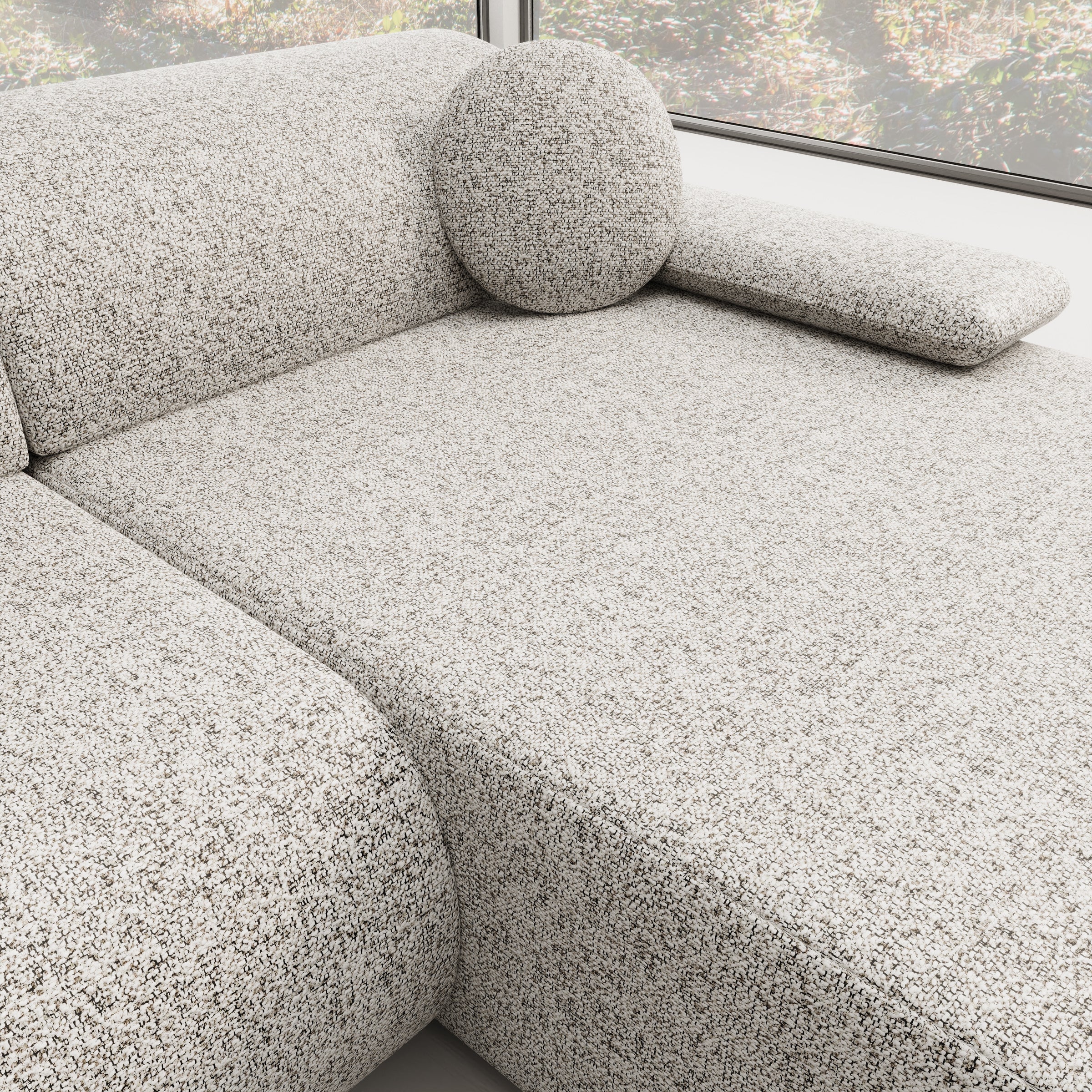 Pucet - Hoekbank 3-zits met chaise longue - Stof grijs - Rechts - 286x174x74 cm