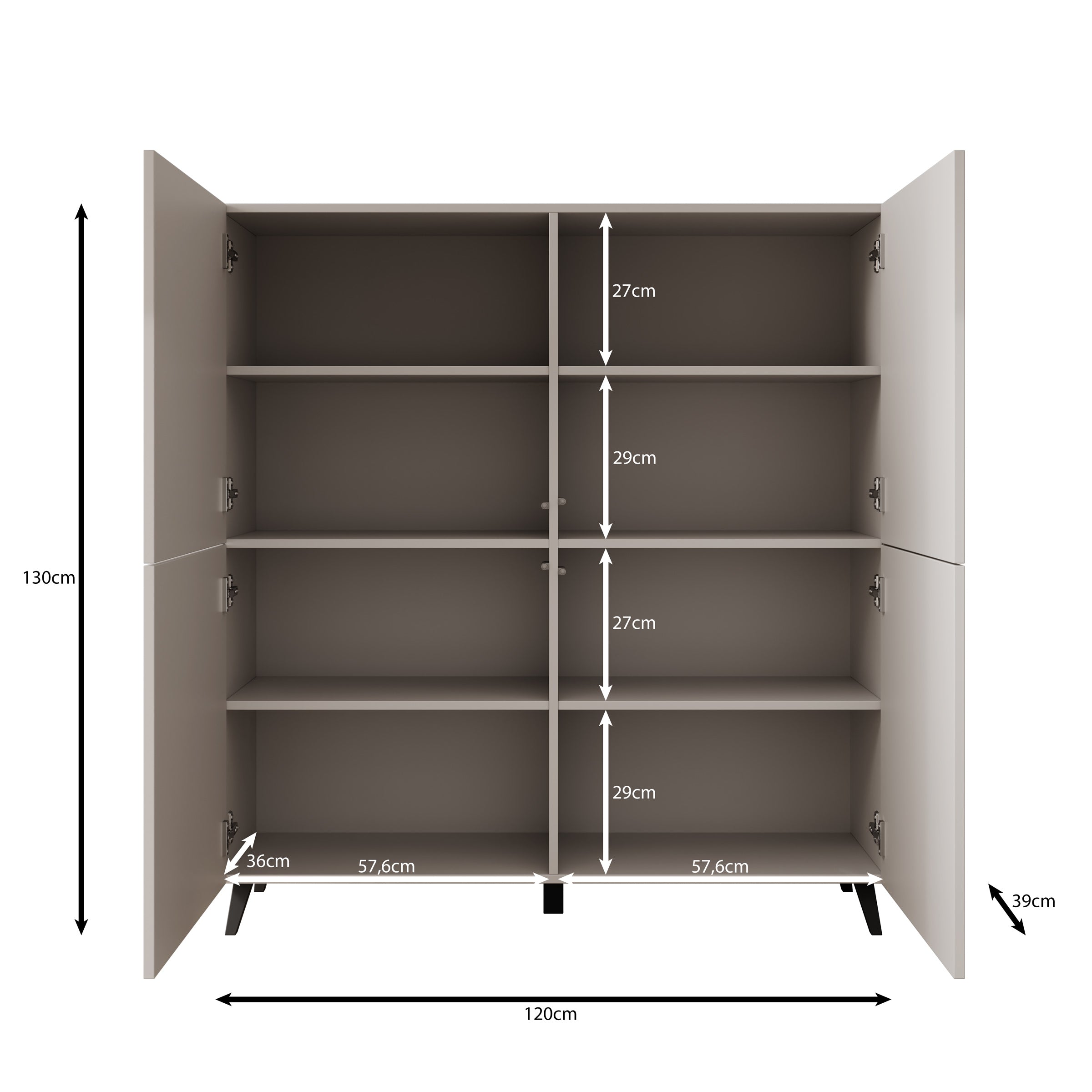 Pulse - Dressoir - Beige - 120x40x130 cm