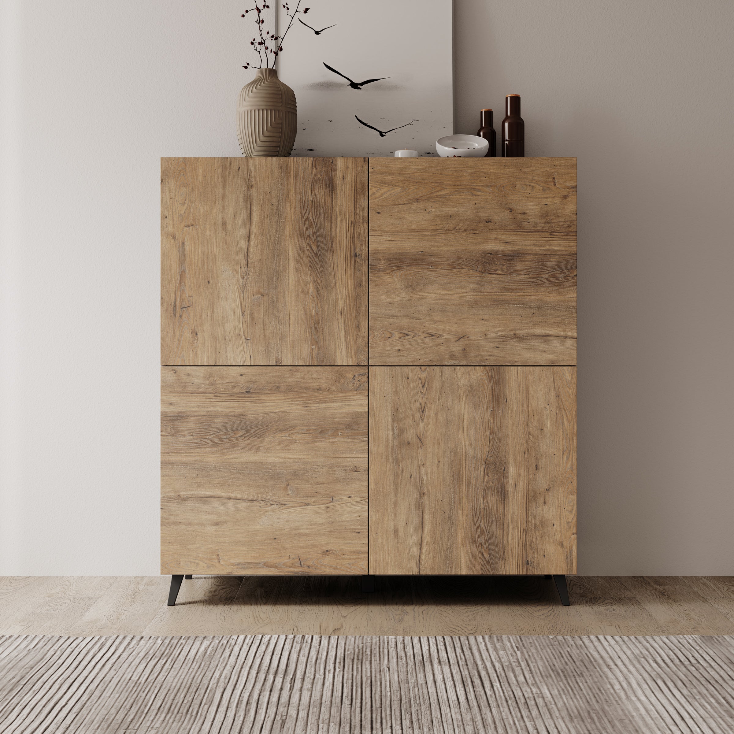 Pulse - Dressoir - Eikenpatroon/Grijs - 120x40x130 cm