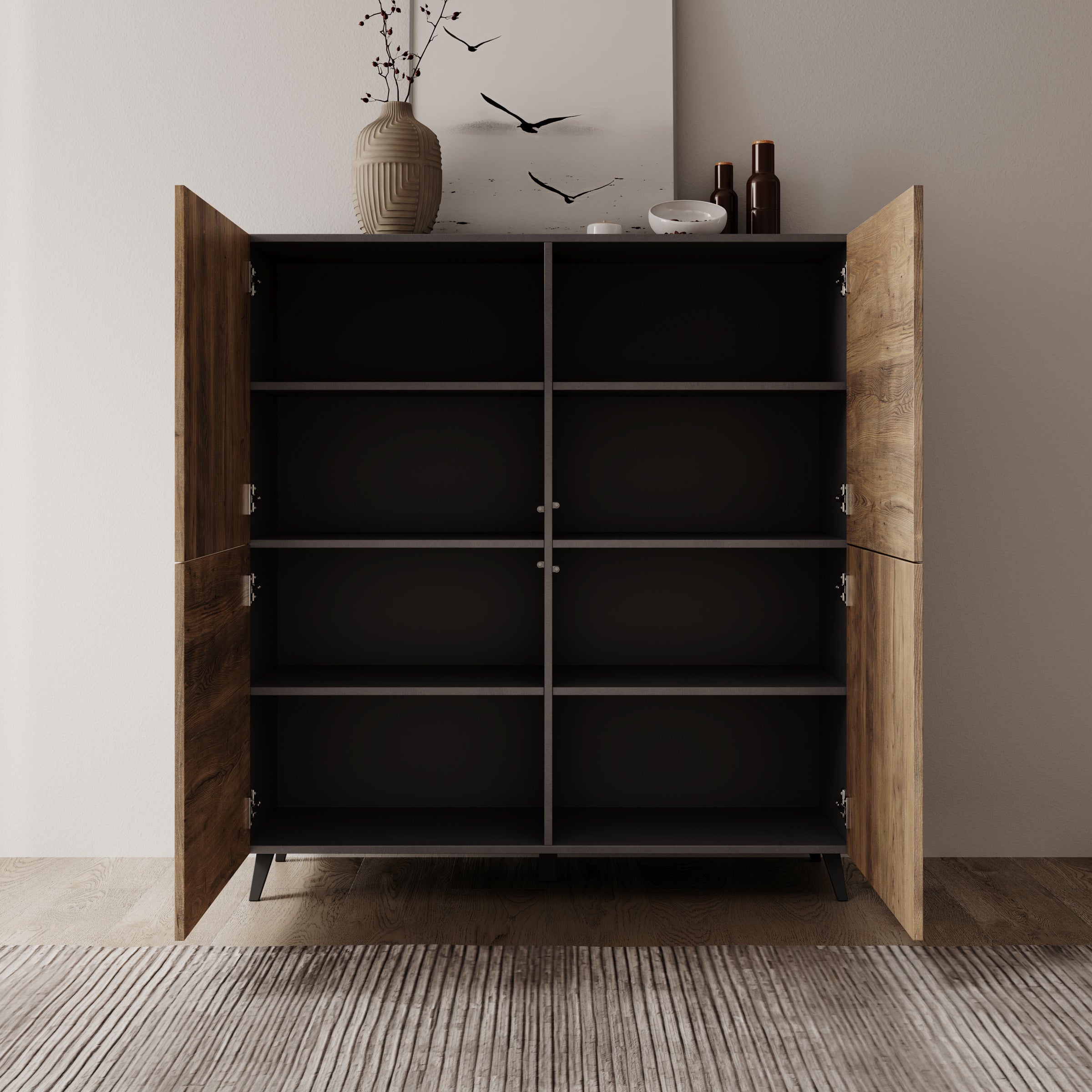 Pulse - Dressoir - Eikenpatroon/Grijs - 120x40x130 cm
