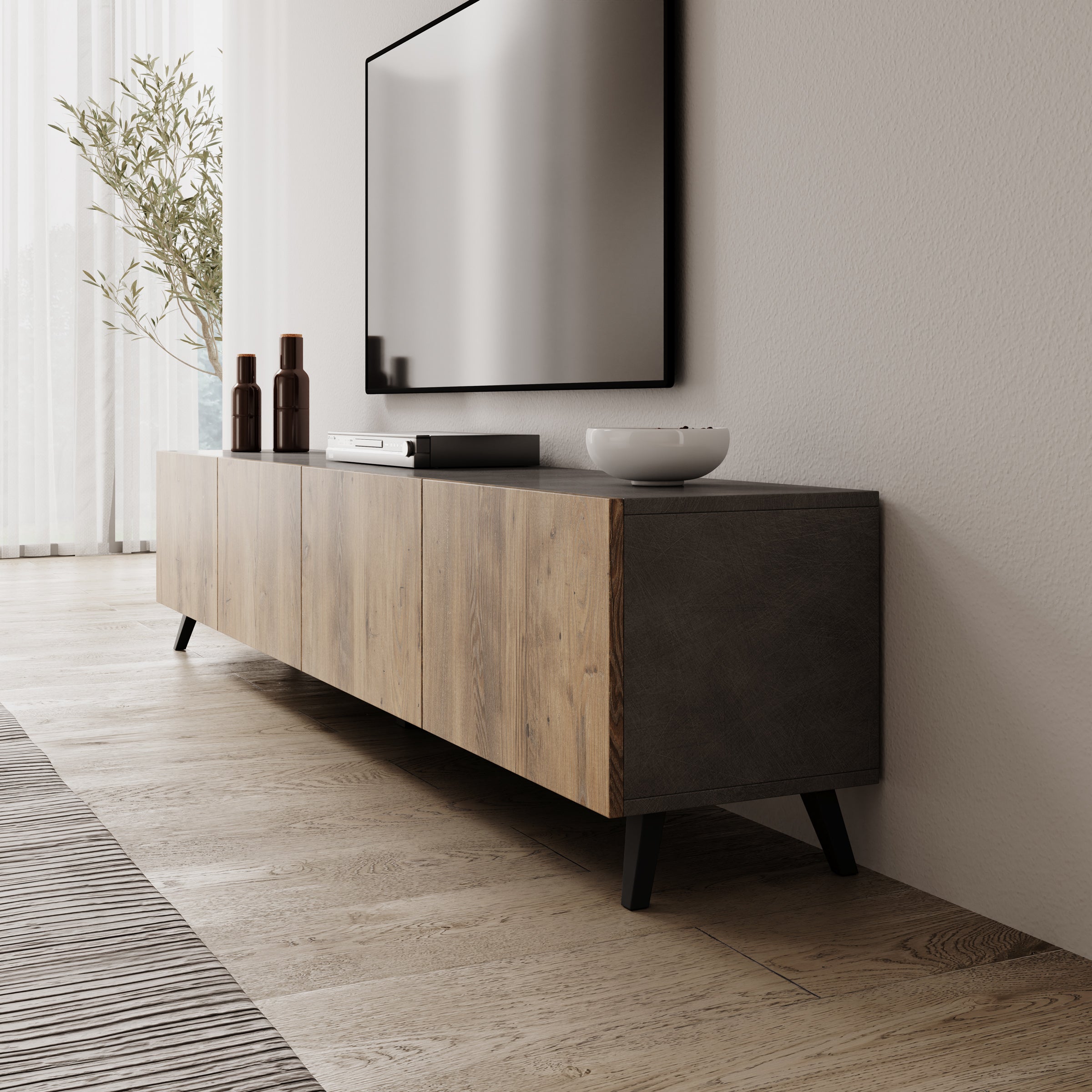 Pulse - TV-Meubel - Eikenpatroon/Grijs - 190x33x40 cm