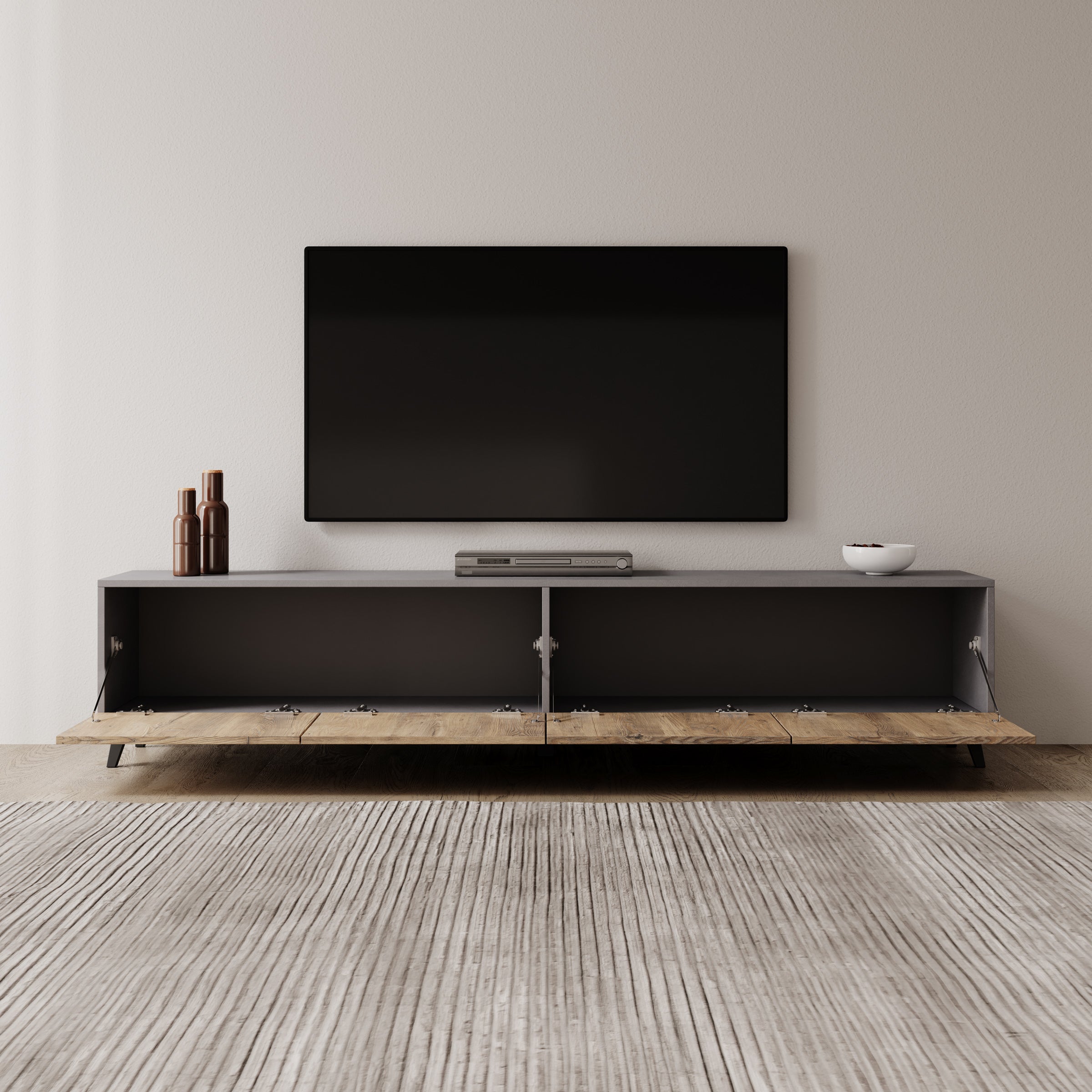 Pulse - TV-Meubel - Eikenpatroon/Grijs - 190x33x40 cm