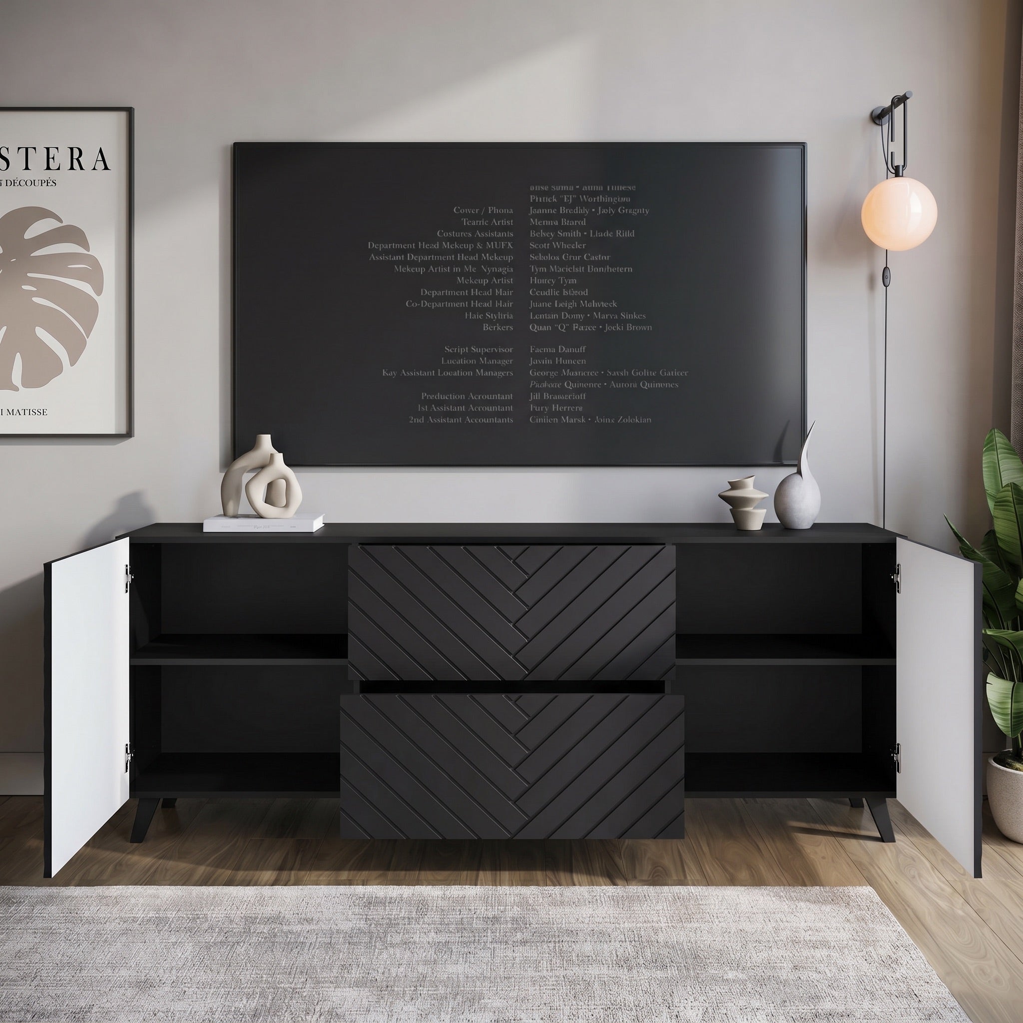 Pulse - TV-Meubel - Zwart - 180x39x69 cm