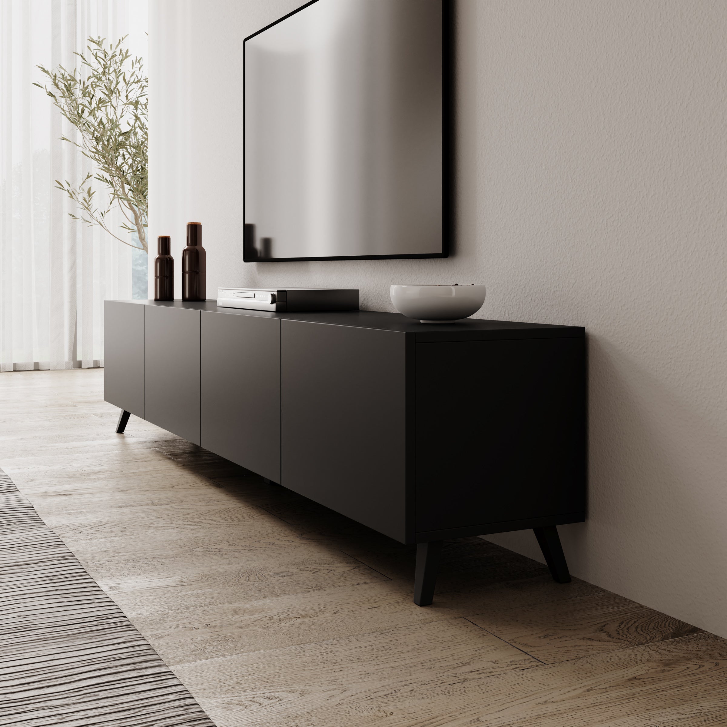 Pulse - TV-Meubel - Zwart mat - 190x33x40 cm