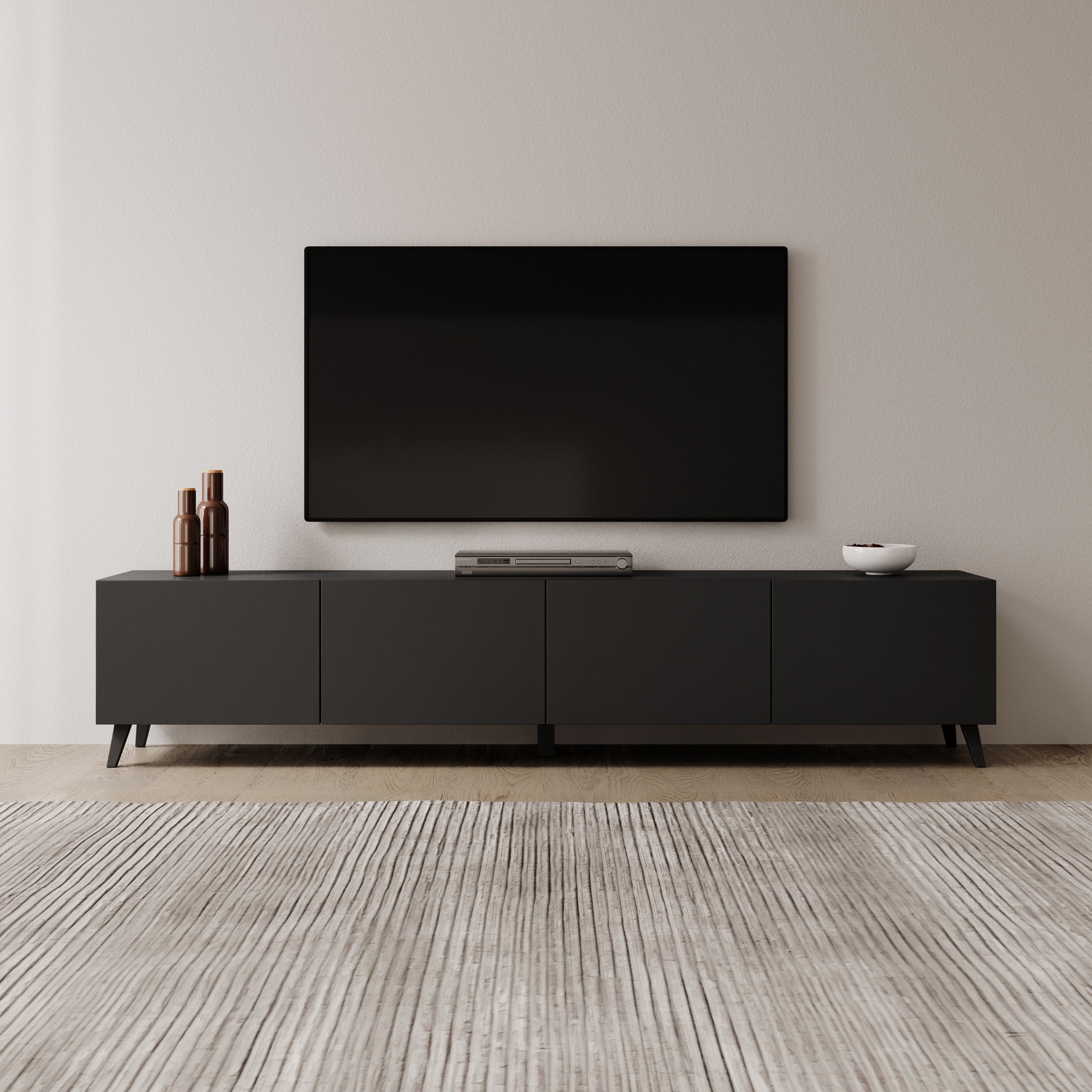 Pulse - TV-Meubel - Zwart mat - 190x33x40 cm