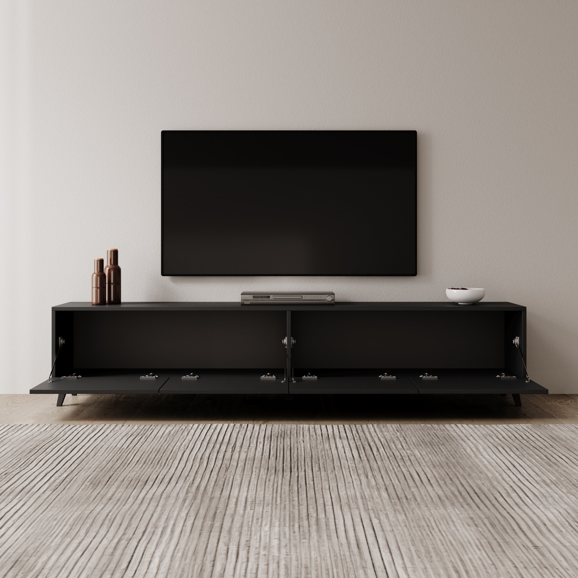 Pulse - TV-Meubel - Zwart mat - 190x33x40 cm