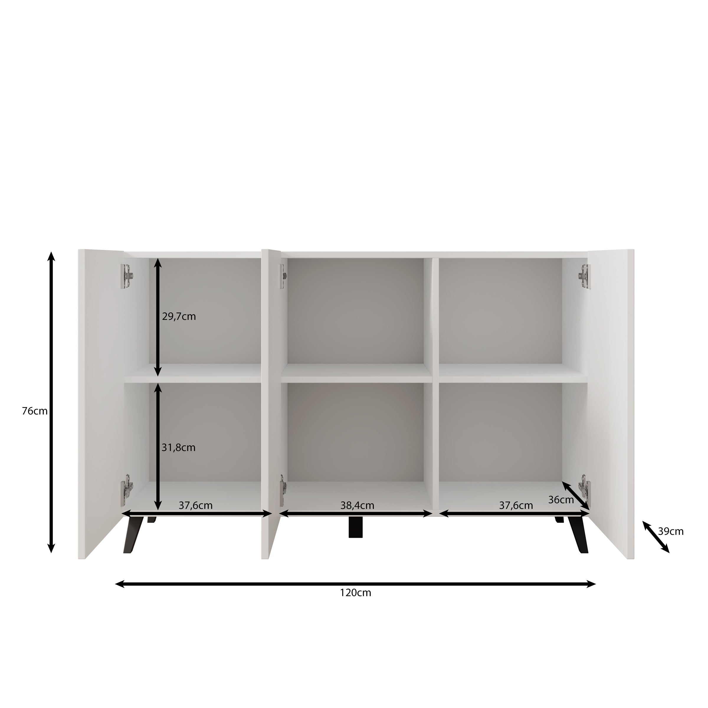 Pulse 3 - Dressoir - Wit - 120x39x76 cm