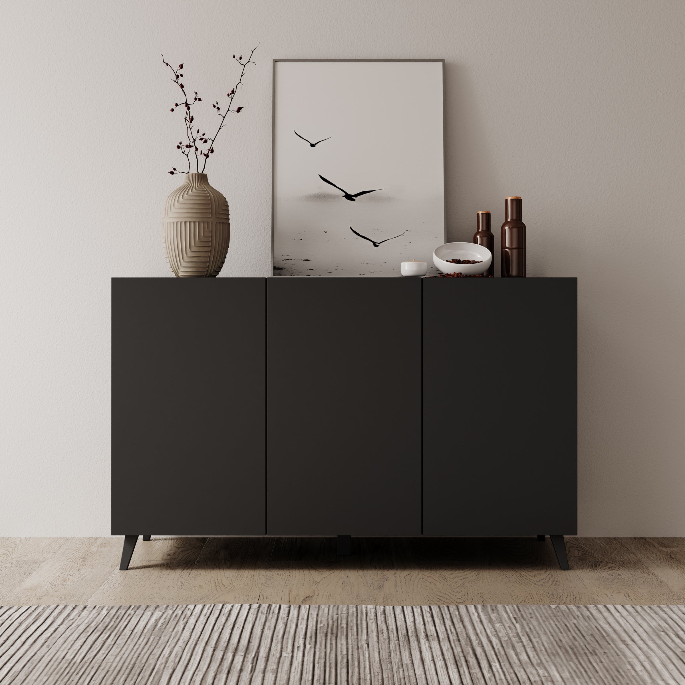 Pulse 3 - Dressoir - Zwart mat - 120x39x76 cm