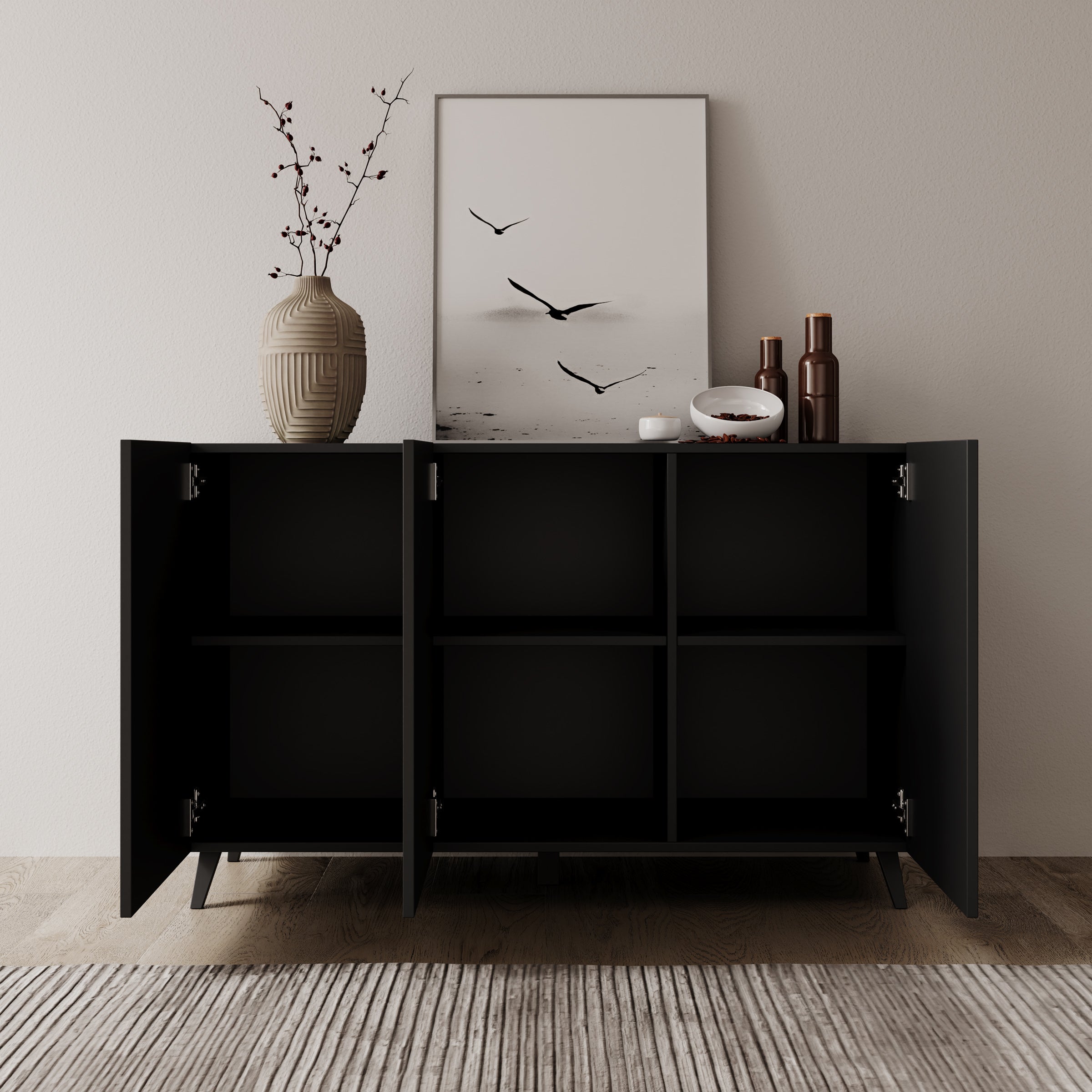 Pulse 3 - Dressoir - Zwart mat - 120x39x76 cm