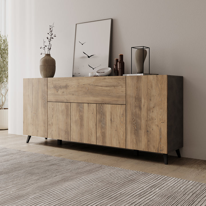 Pulse 4 - Dressoir - Eikenpatroon/Grijs - 180x39x76 cm