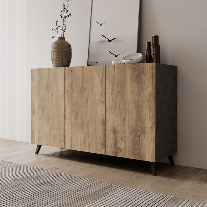 Pulse 3 - Dressoir - Eikenpatroon/grijs - 120x39x76 cm
