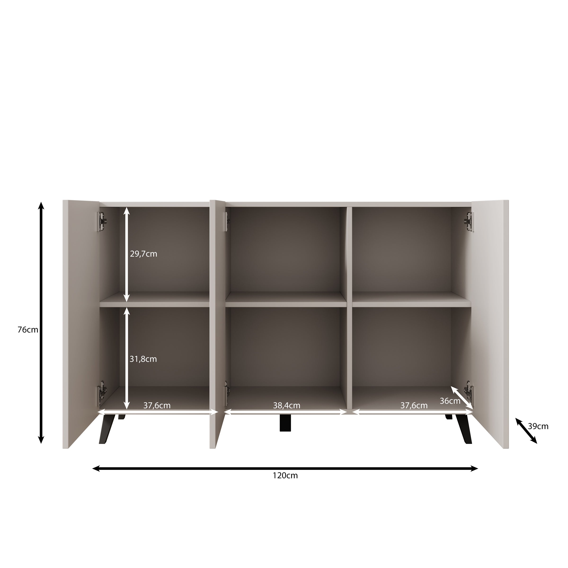 Pulse 3 - Dressoir - Eikenpatroon/grijs - 120x39x76 cm