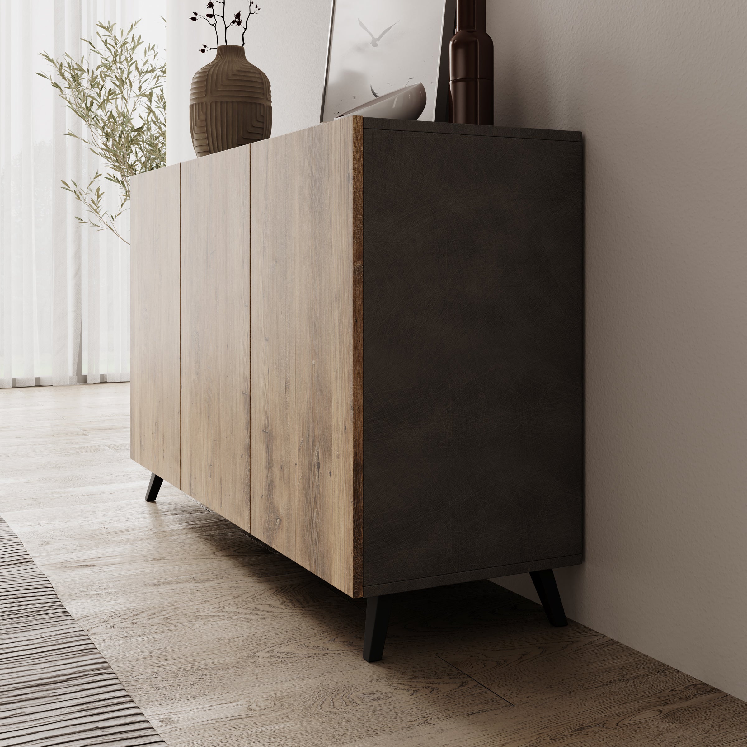 Pulse 3 - Dressoir - Eikenpatroon/grijs - 120x39x76 cm