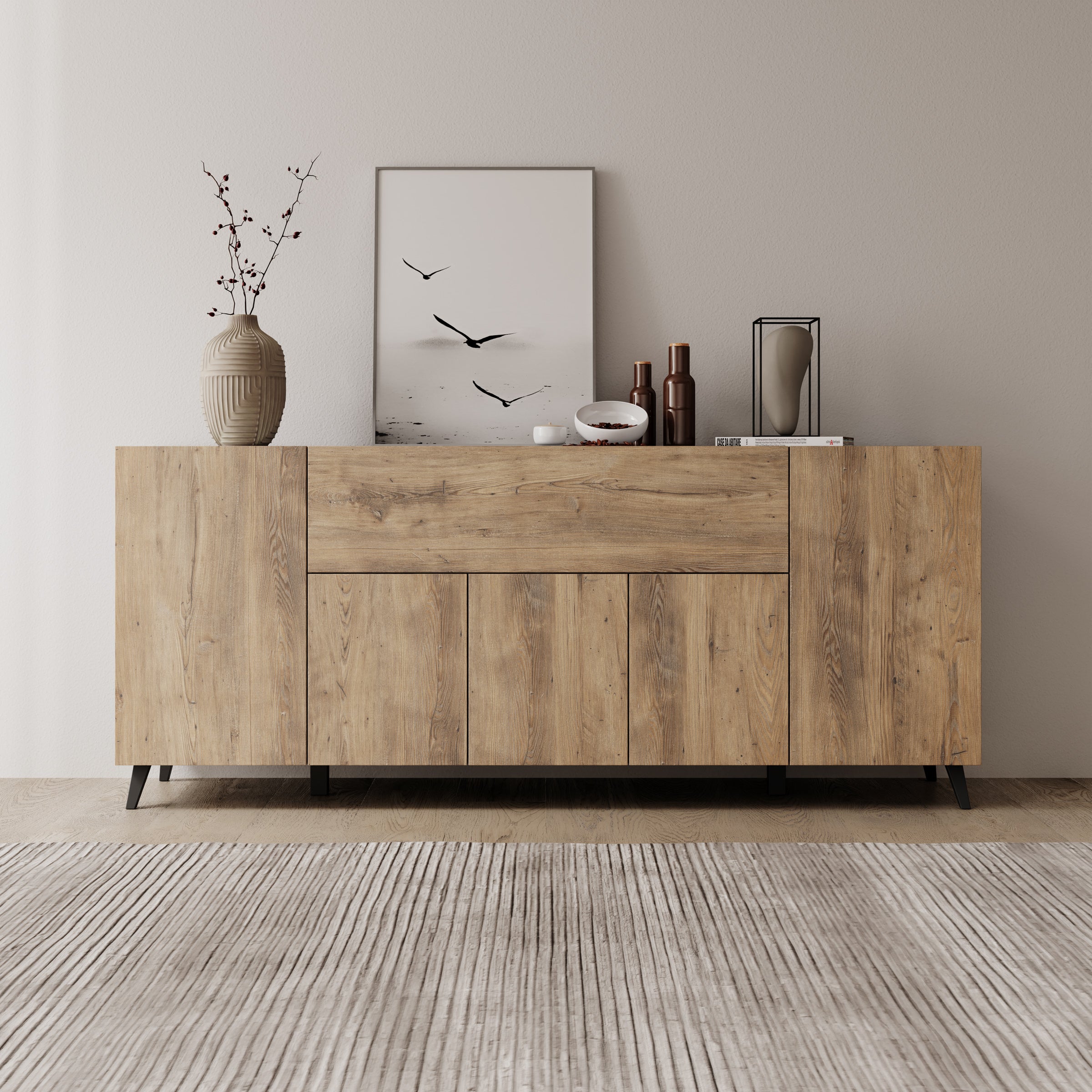 Pulse 4 - Dressoir - Eikenpatroon/Grijs - 180x39x76 cm