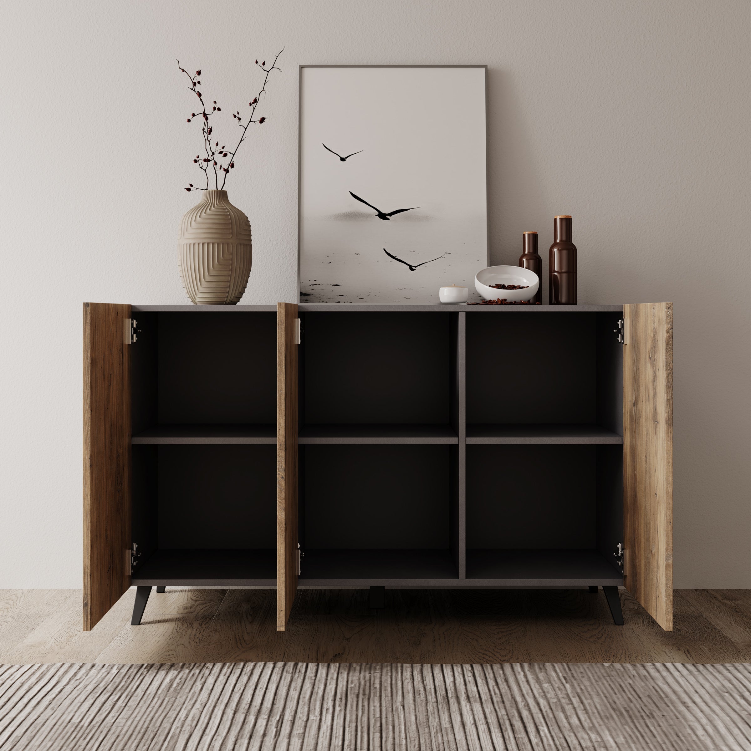 Pulse 3 - Dressoir - Eikenpatroon/grijs - 120x39x76 cm