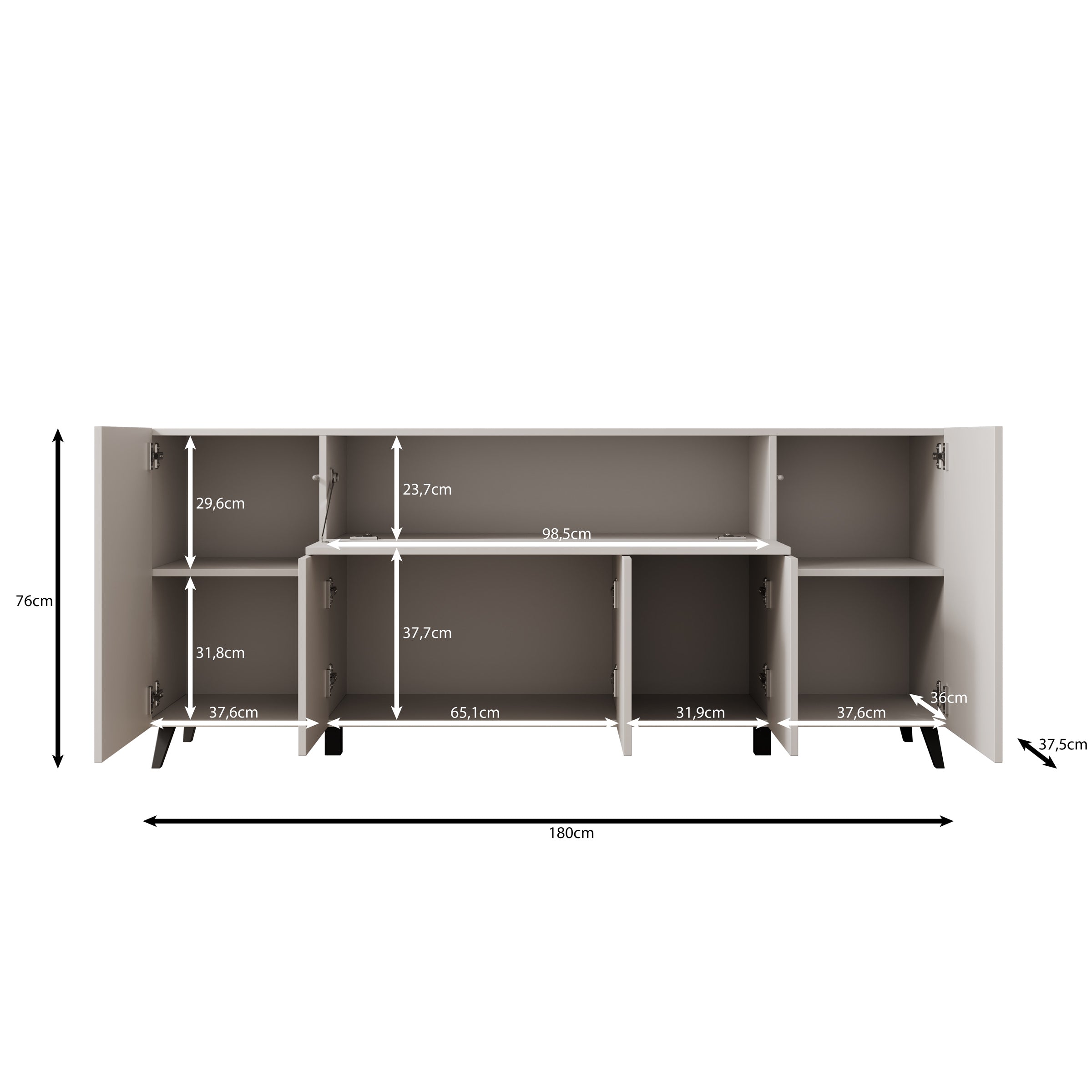 Pulse 4 - Dressoir - Wit - 180x39x76 cm