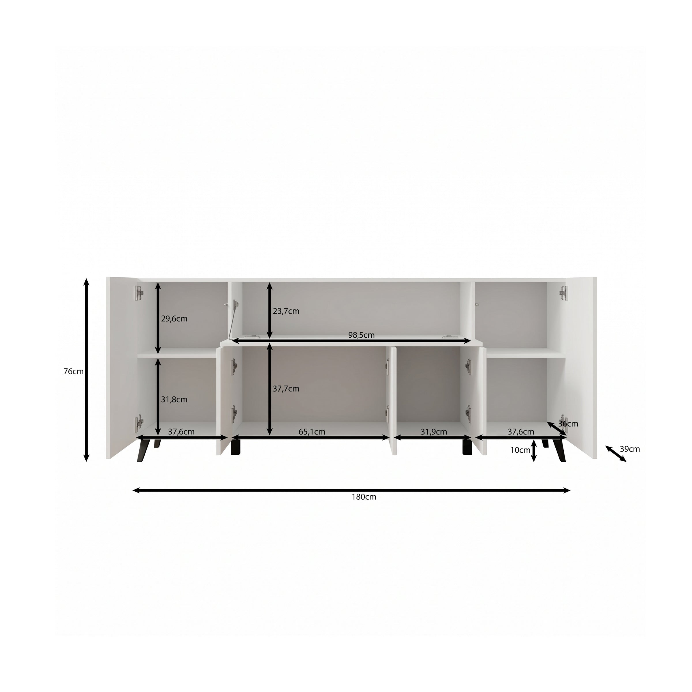 Pulse 4 - Dressoir - Wit - 180x39x76 cm