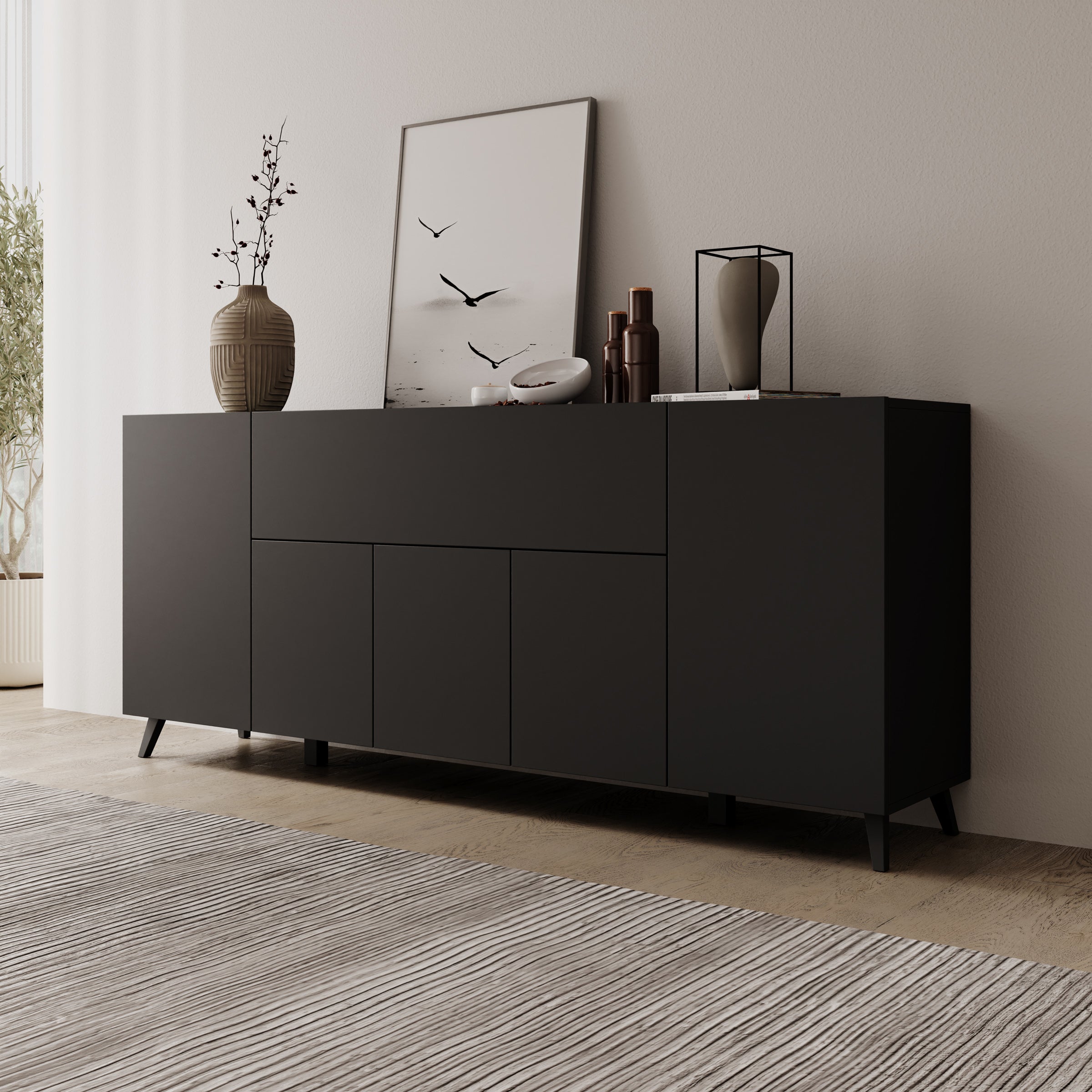 Pulse 4 - Dressoir - Zwart mat - 180x39x76 cm