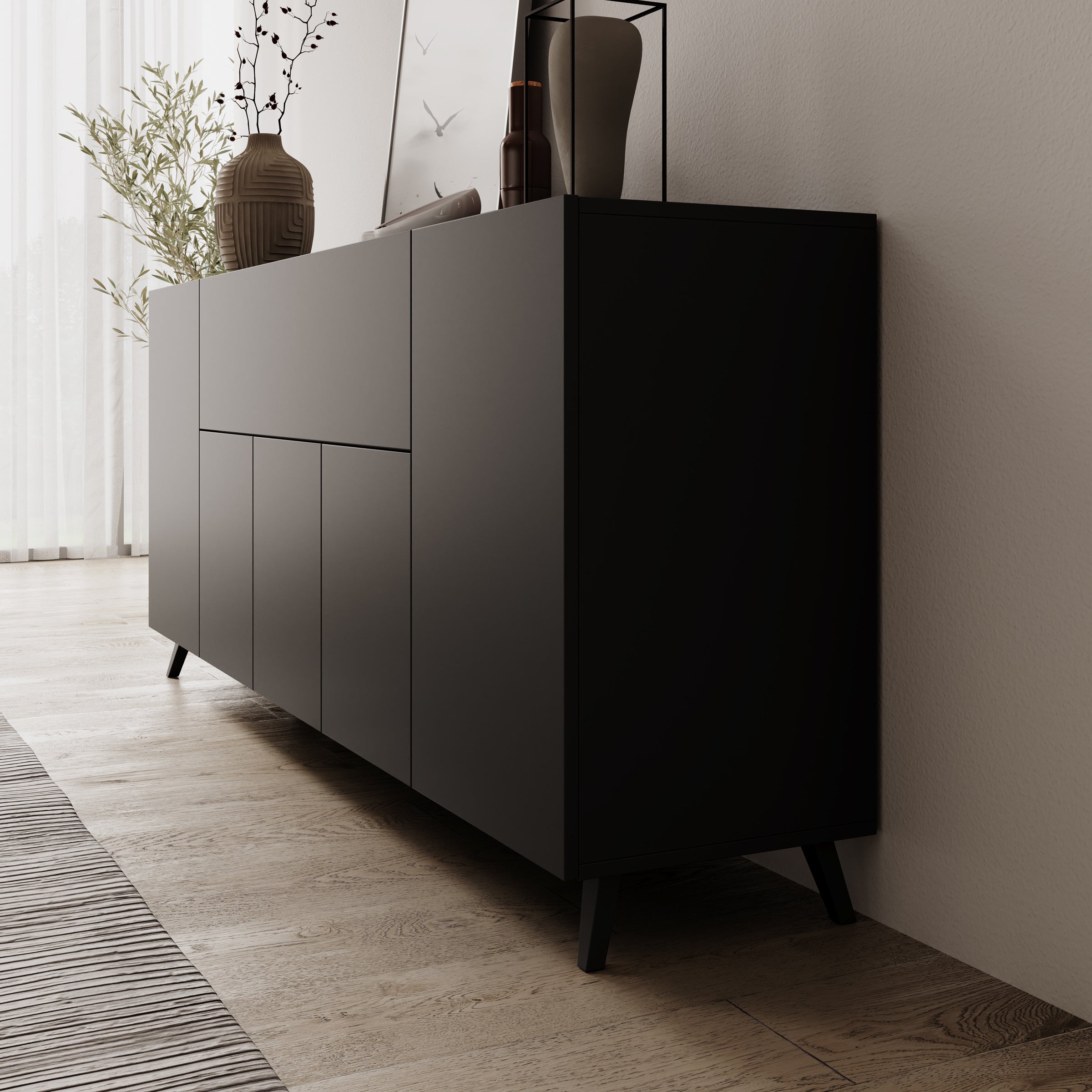 Pulse 4 - Dressoir - Zwart mat - 180x39x76 cm