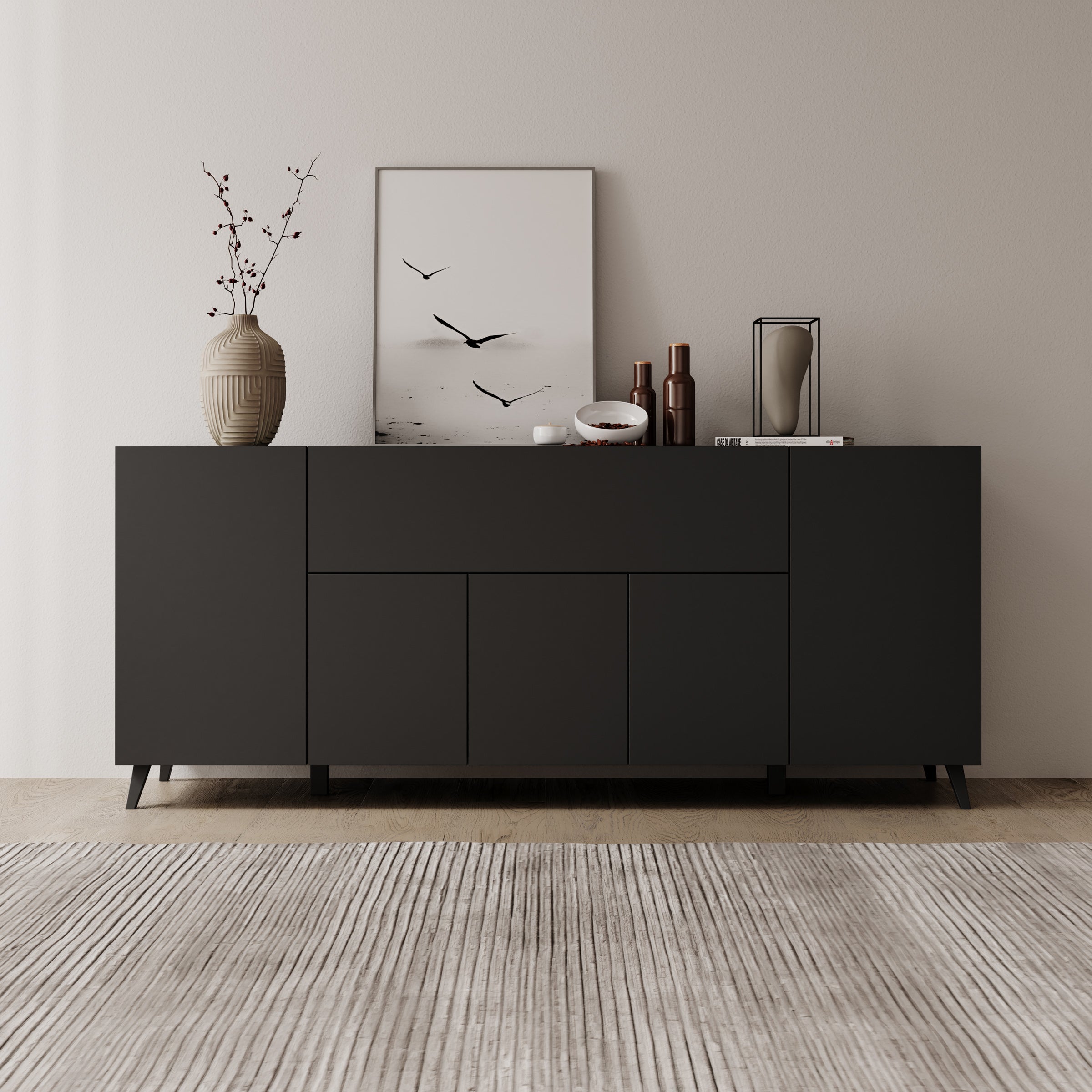 Pulse 4 - Dressoir - Zwart mat - 180x39x76 cm